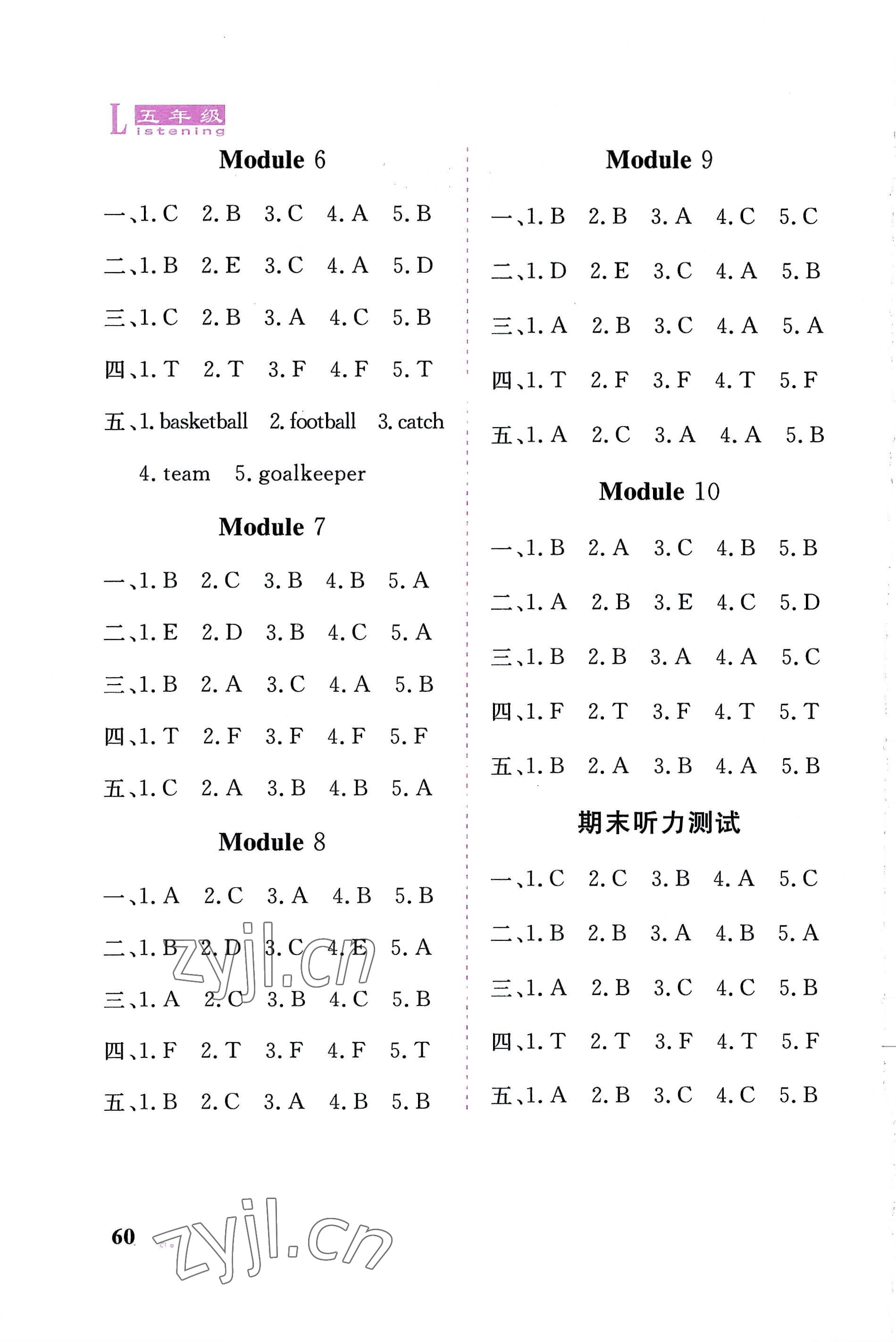 2022年英语同步听力练习册五年级人教版 第2页
