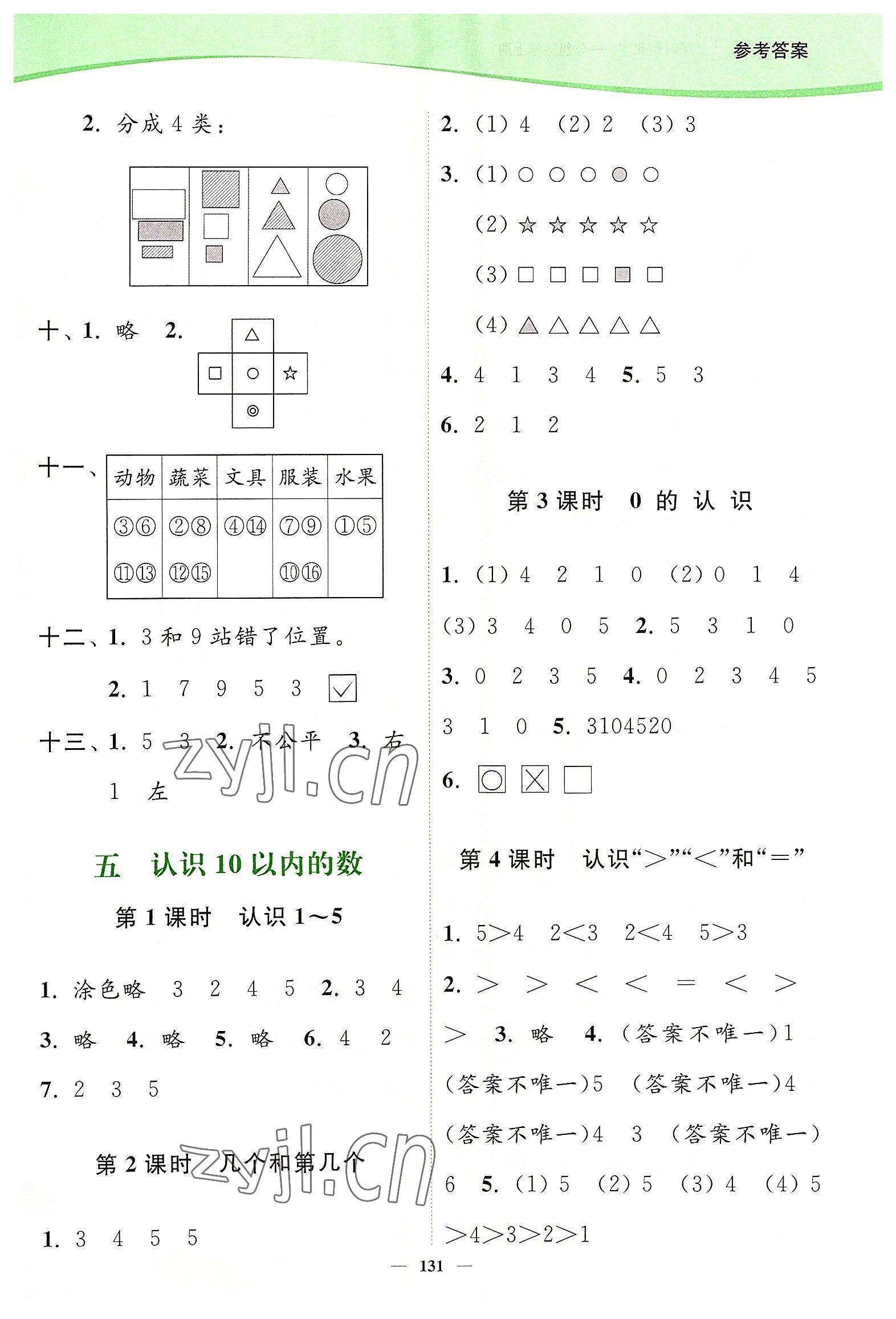 2022年南通小题课时作业本一年级数学上册苏教版 第3页