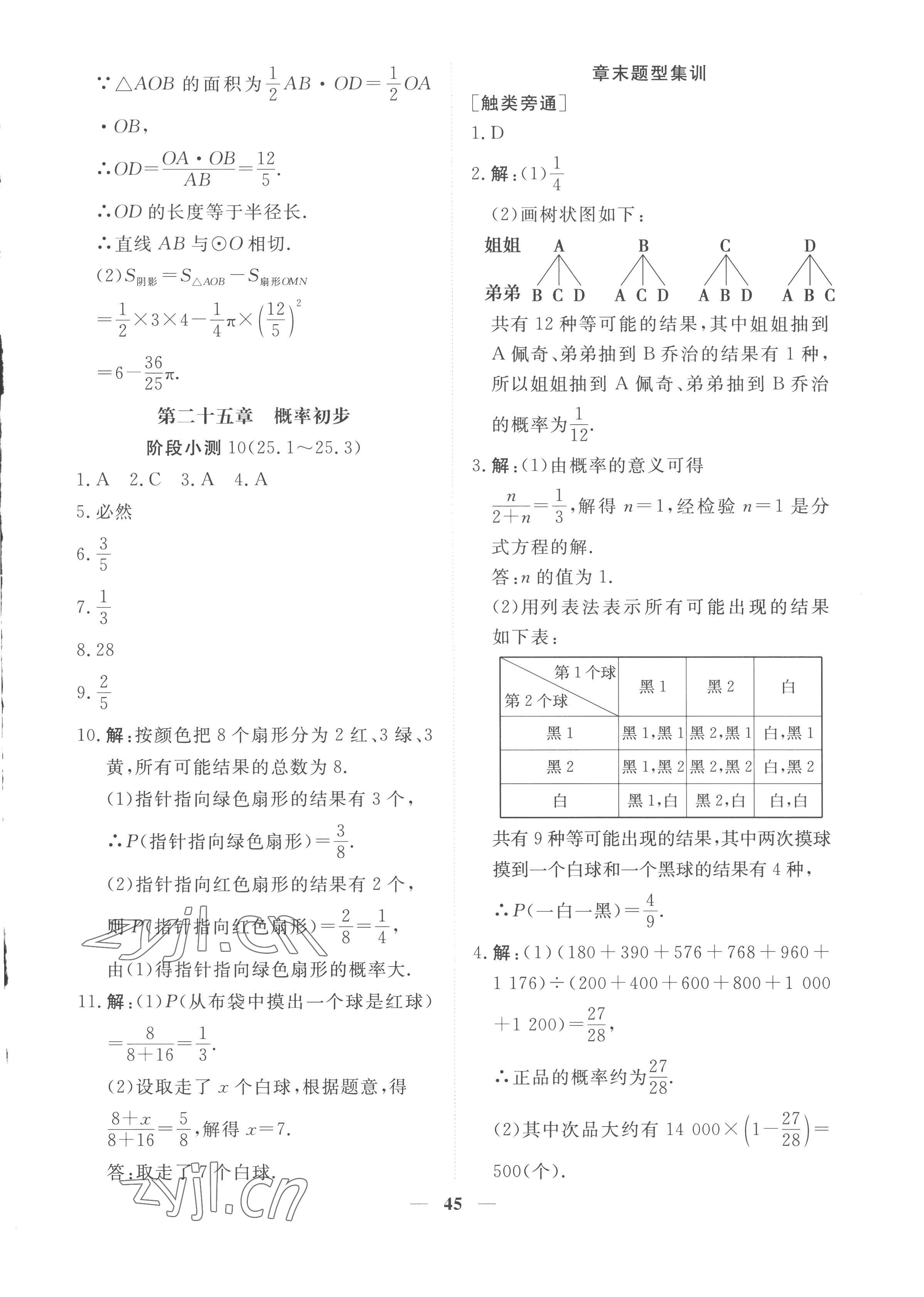 2022年新坐标同步练习九年级数学上册人教版青海专用 参考答案第9页