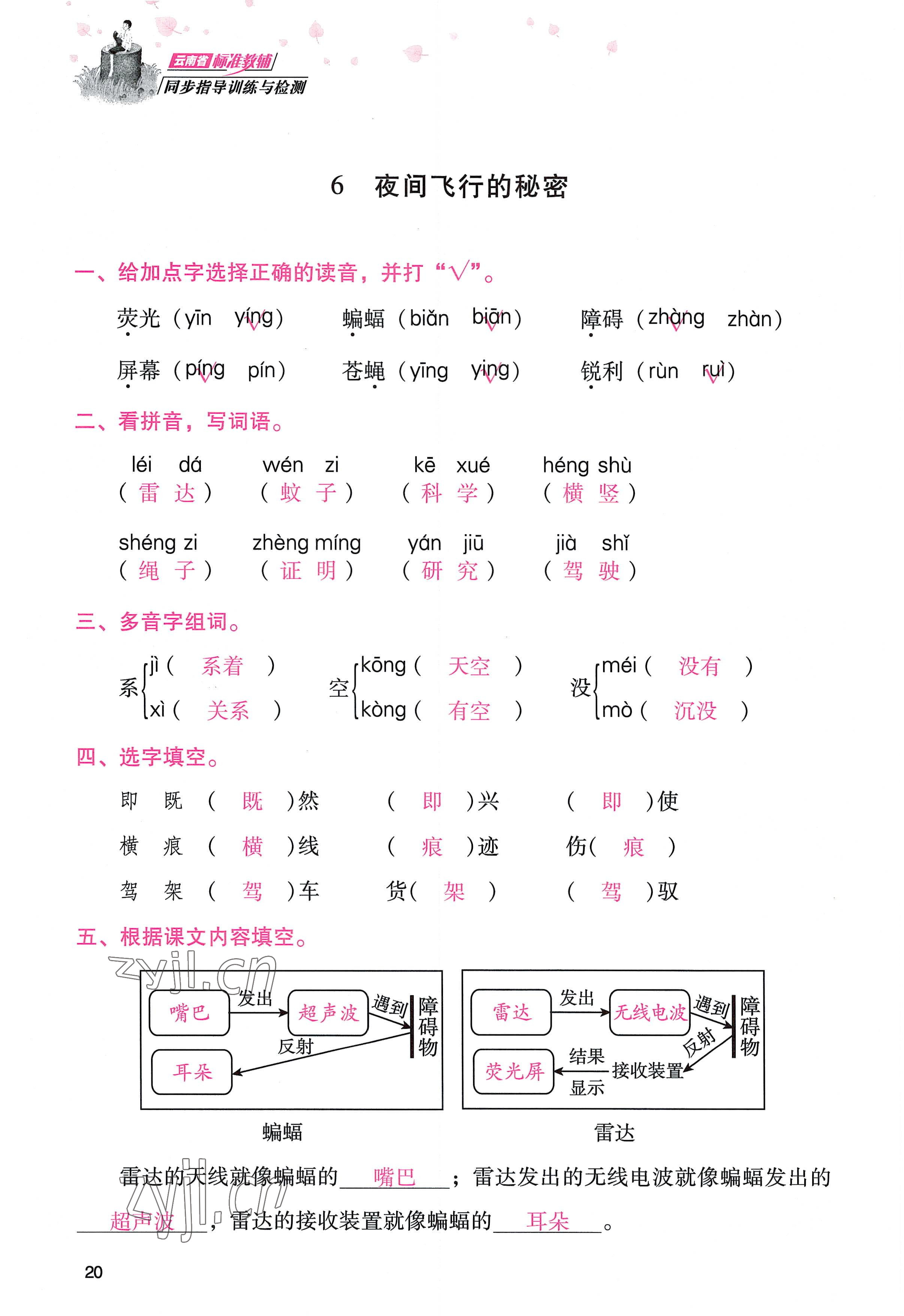 2022年云南省標(biāo)準(zhǔn)教輔同步指導(dǎo)訓(xùn)練與檢測(cè)四年級(jí)語(yǔ)文上冊(cè)人教版 參考答案第19頁(yè)