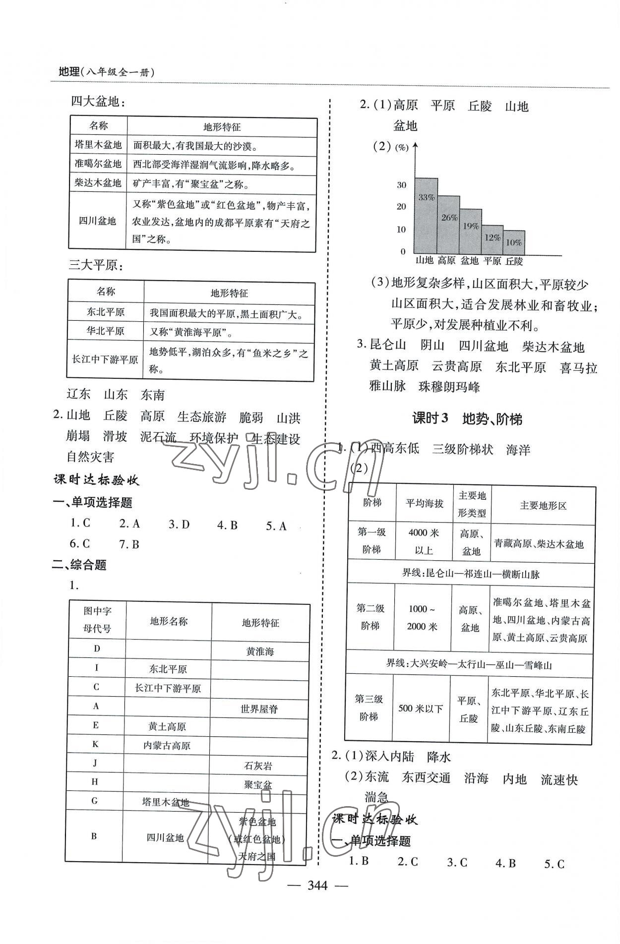 2022年新課堂學(xué)習(xí)與探究八年級地理全一冊湘教版 參考答案第4頁