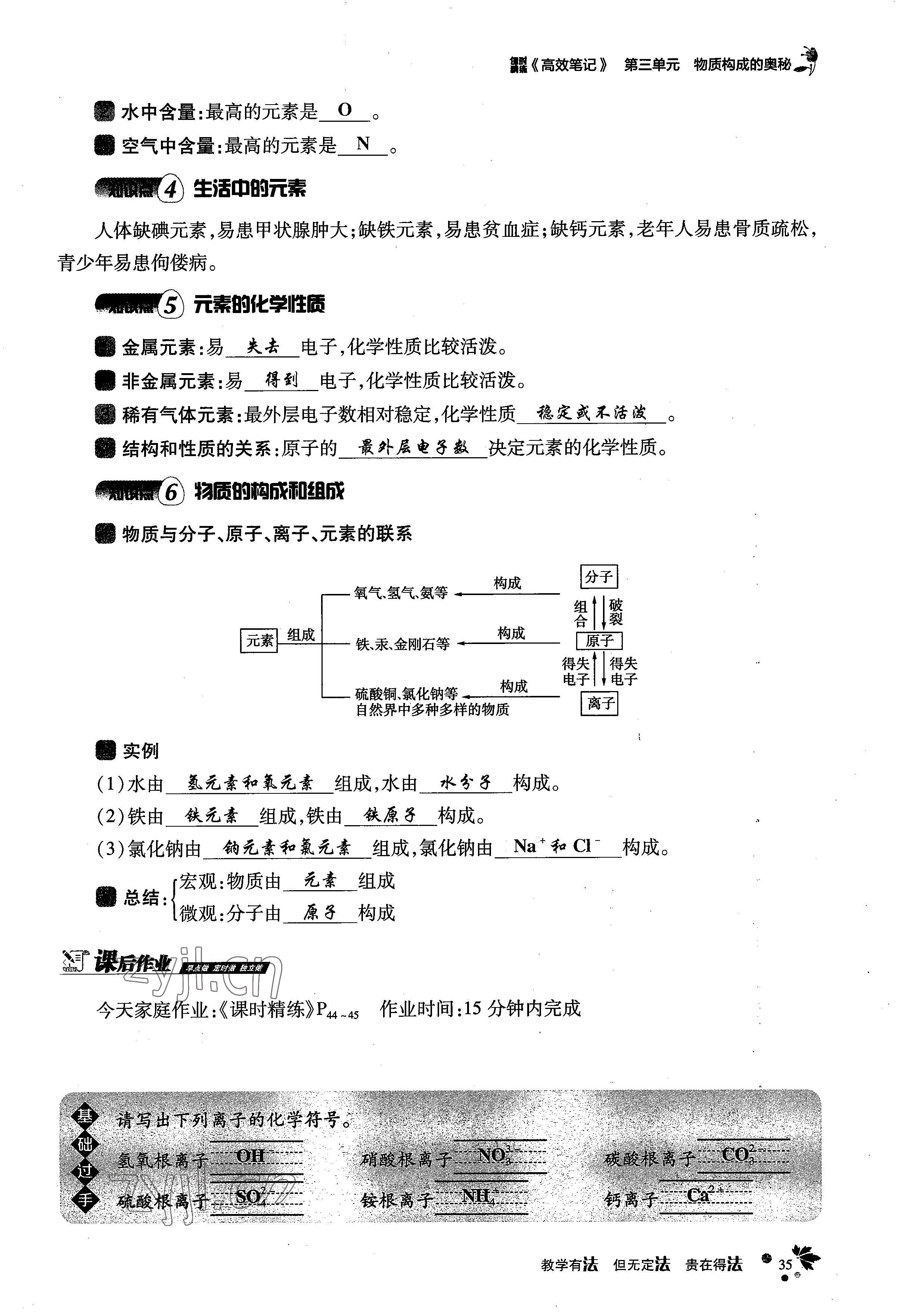 2022年課時精練九年級化學(xué)上冊人教版 參考答案第65頁