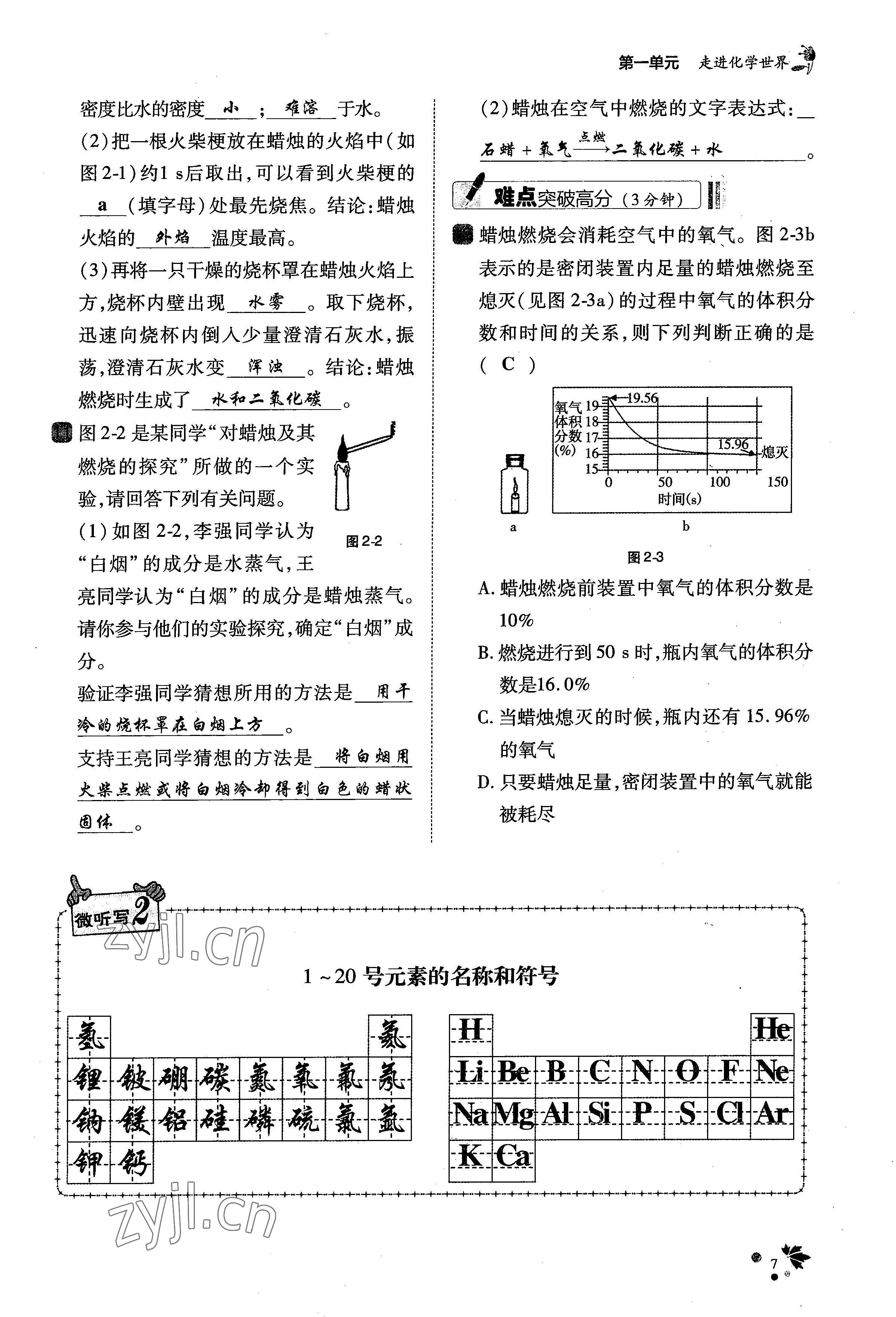 2022年課時精練九年級化學(xué)上冊人教版 參考答案第18頁