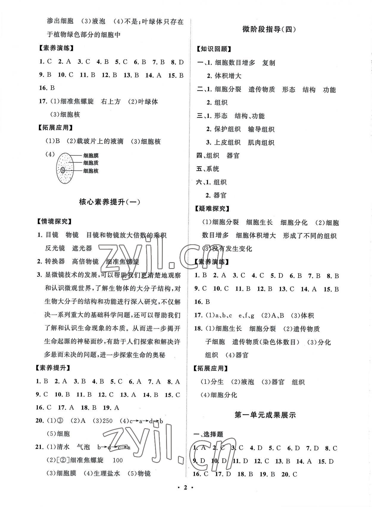 2022年同步練習(xí)冊(cè)分層卷七年級(jí)生物上冊(cè)濟(jì)南版 第2頁