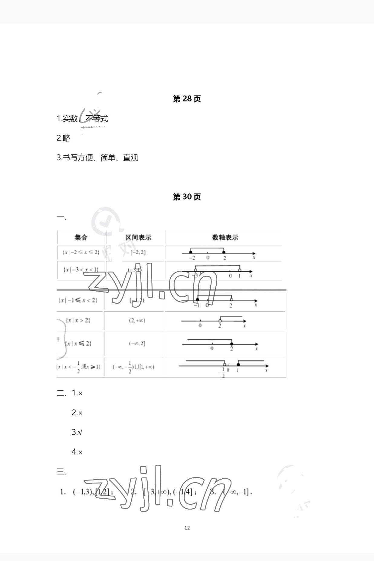 2022年學(xué)習(xí)指導(dǎo)與練習(xí)基礎(chǔ)模塊數(shù)學(xué)上冊(cè)人教版 第12頁(yè)