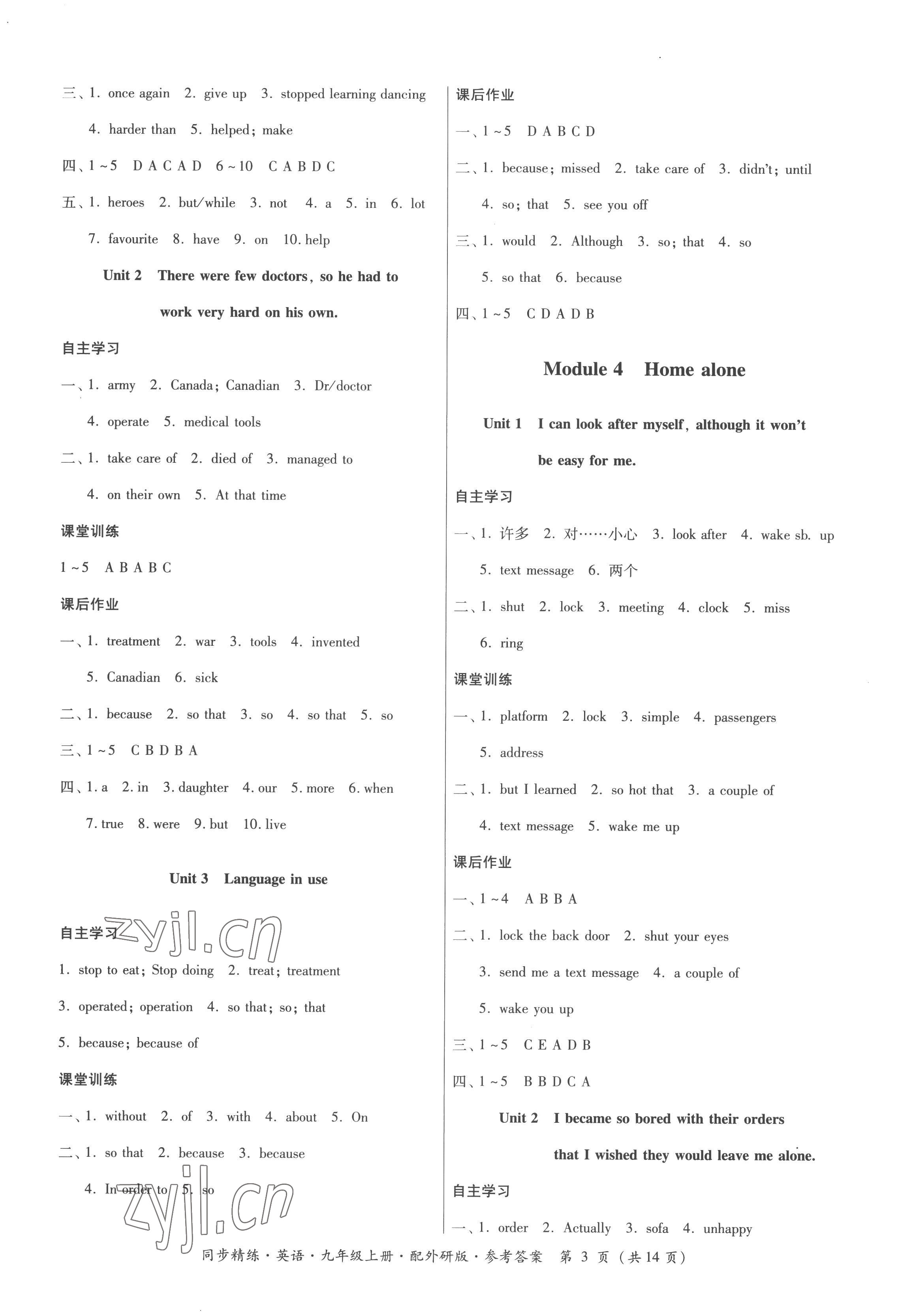 2022年同步精練廣東人民出版社九年級(jí)英語上冊(cè)外研版 第3頁