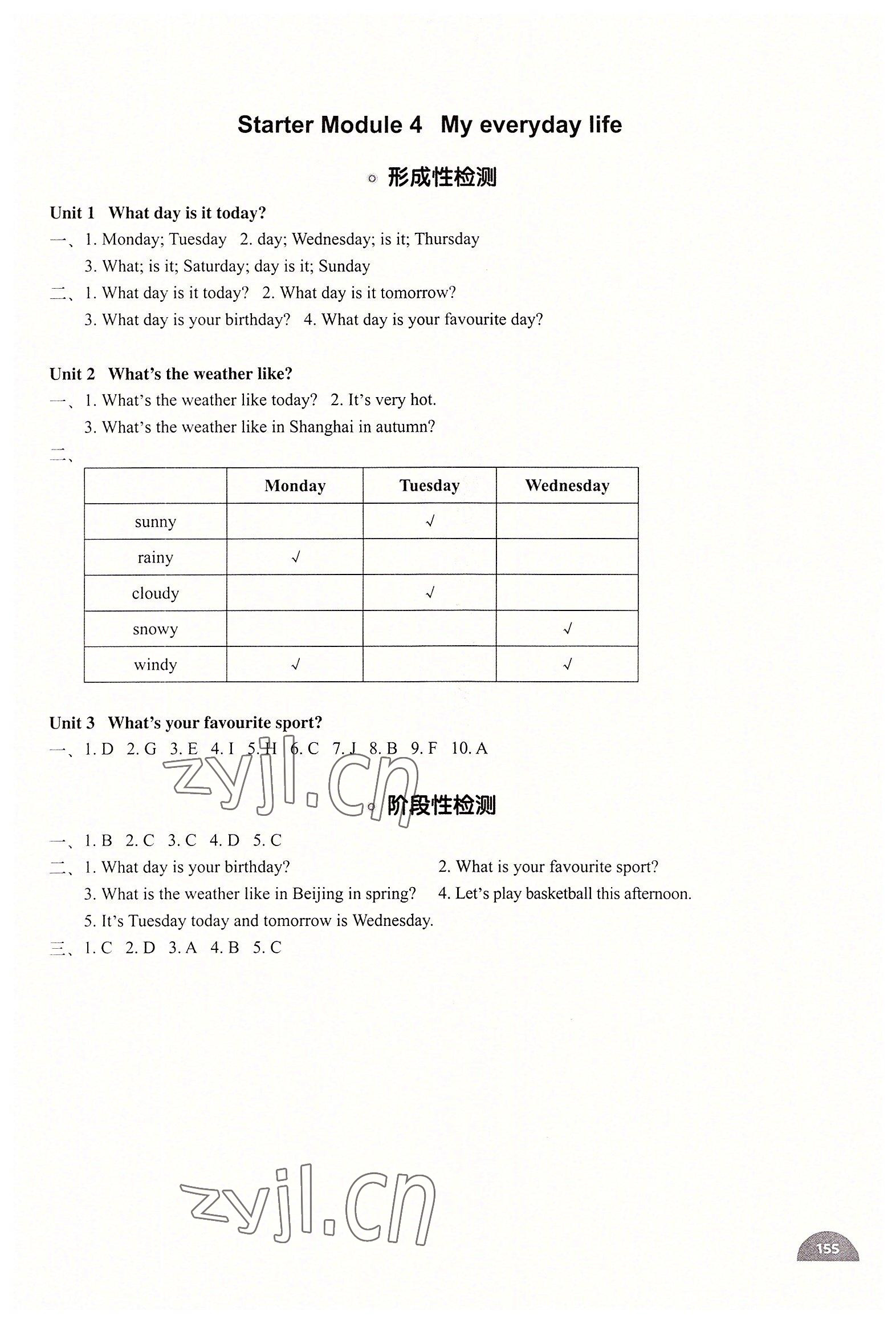 2022年教材補充練習(xí)七年級英語上冊外研版天津?qū)Ｓ?nbsp;參考答案第3頁