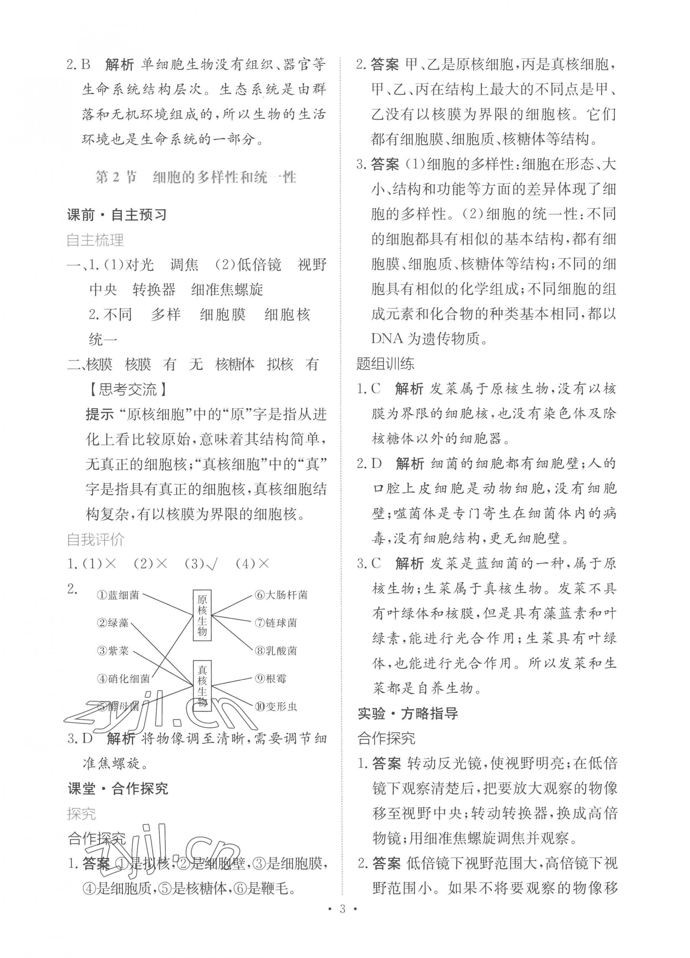 2022年能力培養(yǎng)與測試高中生物必修1人教版 參考答案第2頁