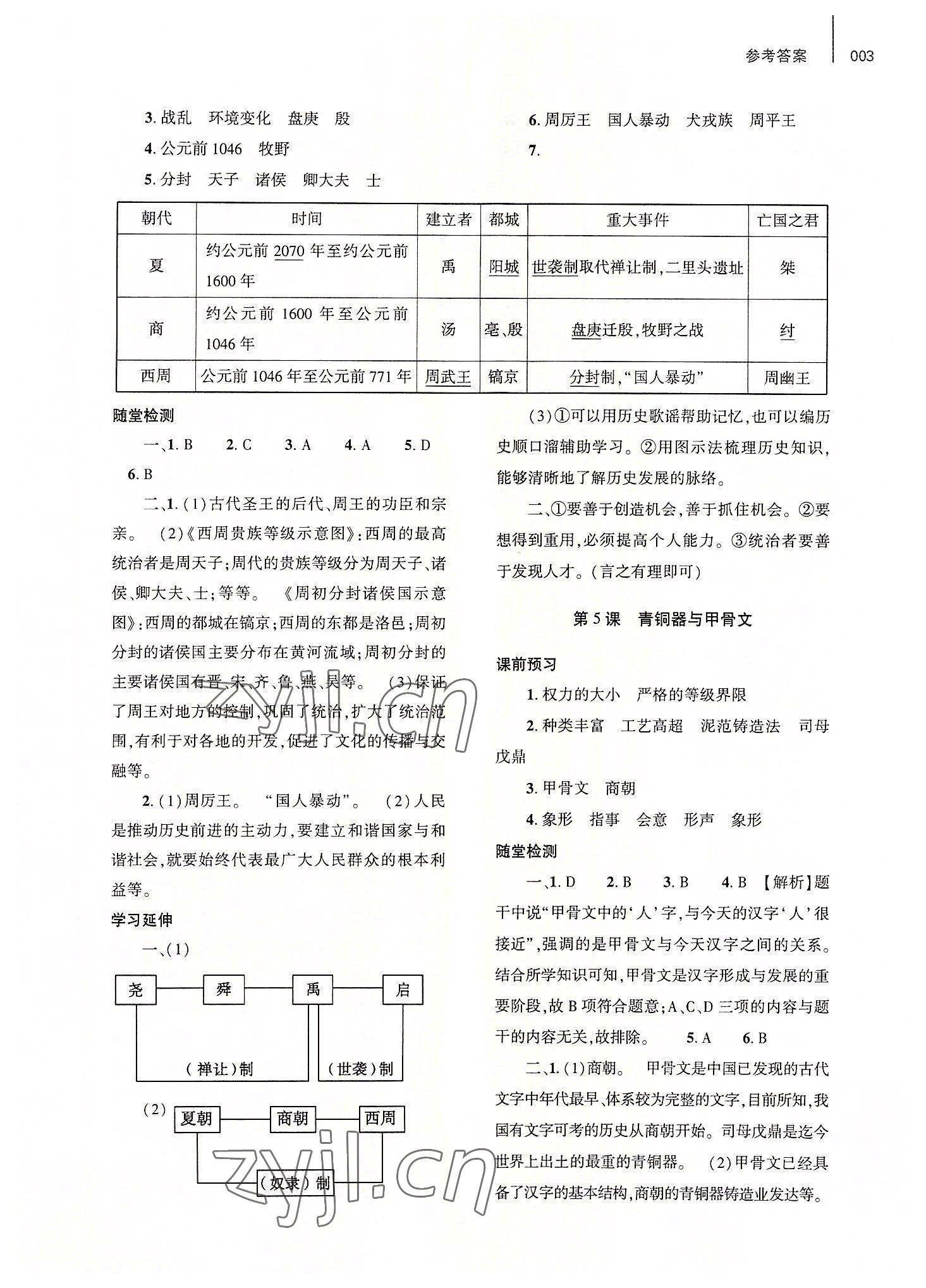 2022年基础训练大象出版社七年级历史上册人教版 参考答案第3页