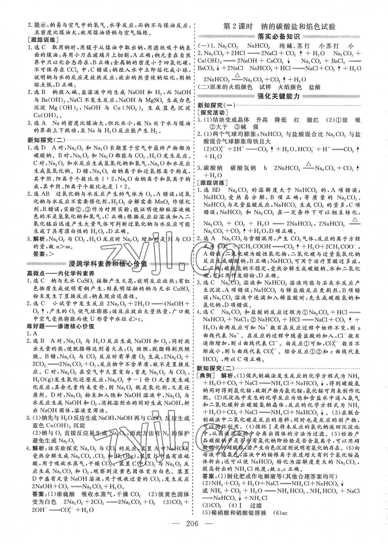 2022年新課程學案高中同步導學高中化學必修第一冊人教版 參考答案第6頁