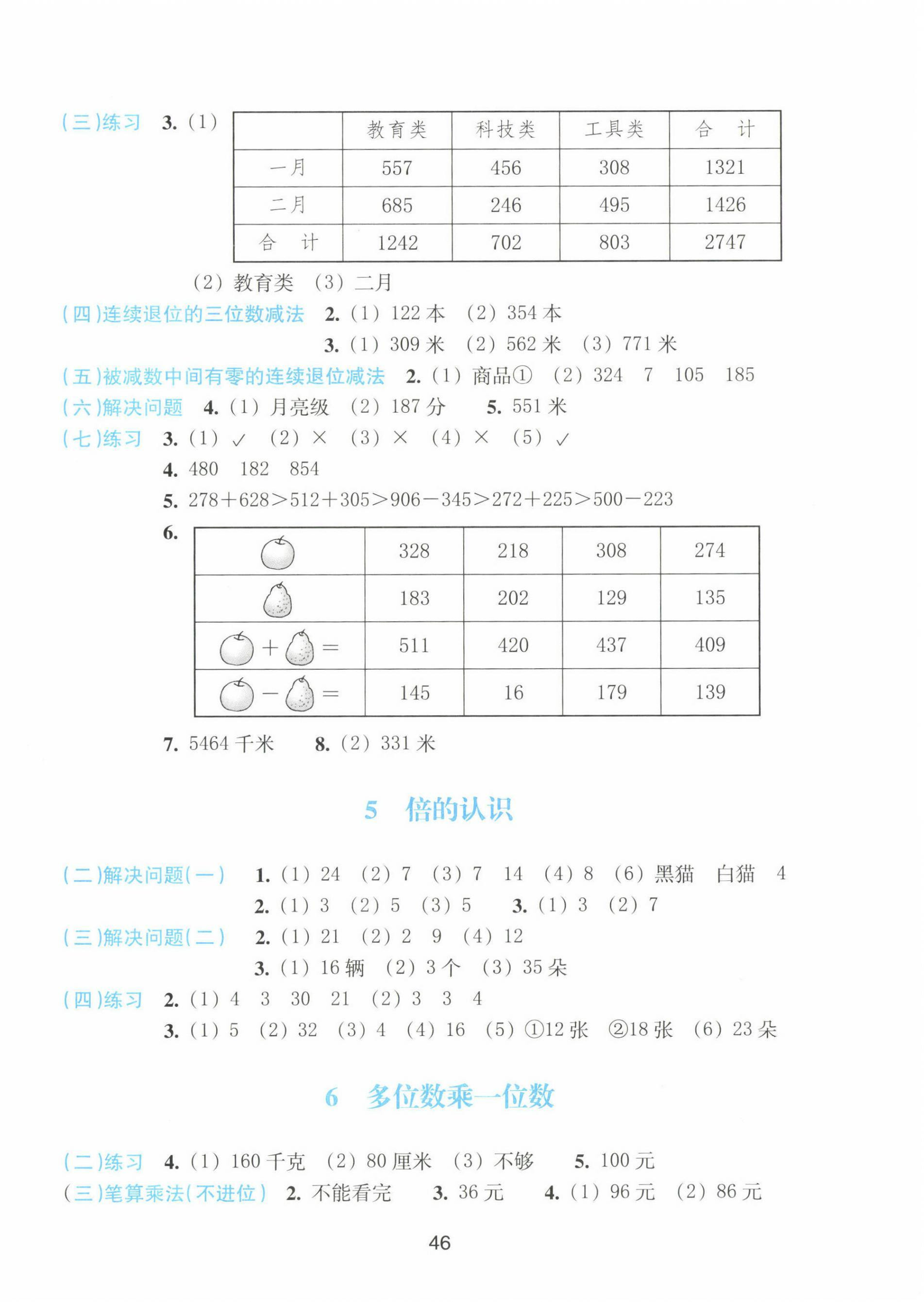 2022年预学与导学三年级数学上册人教版 参考答案第2页