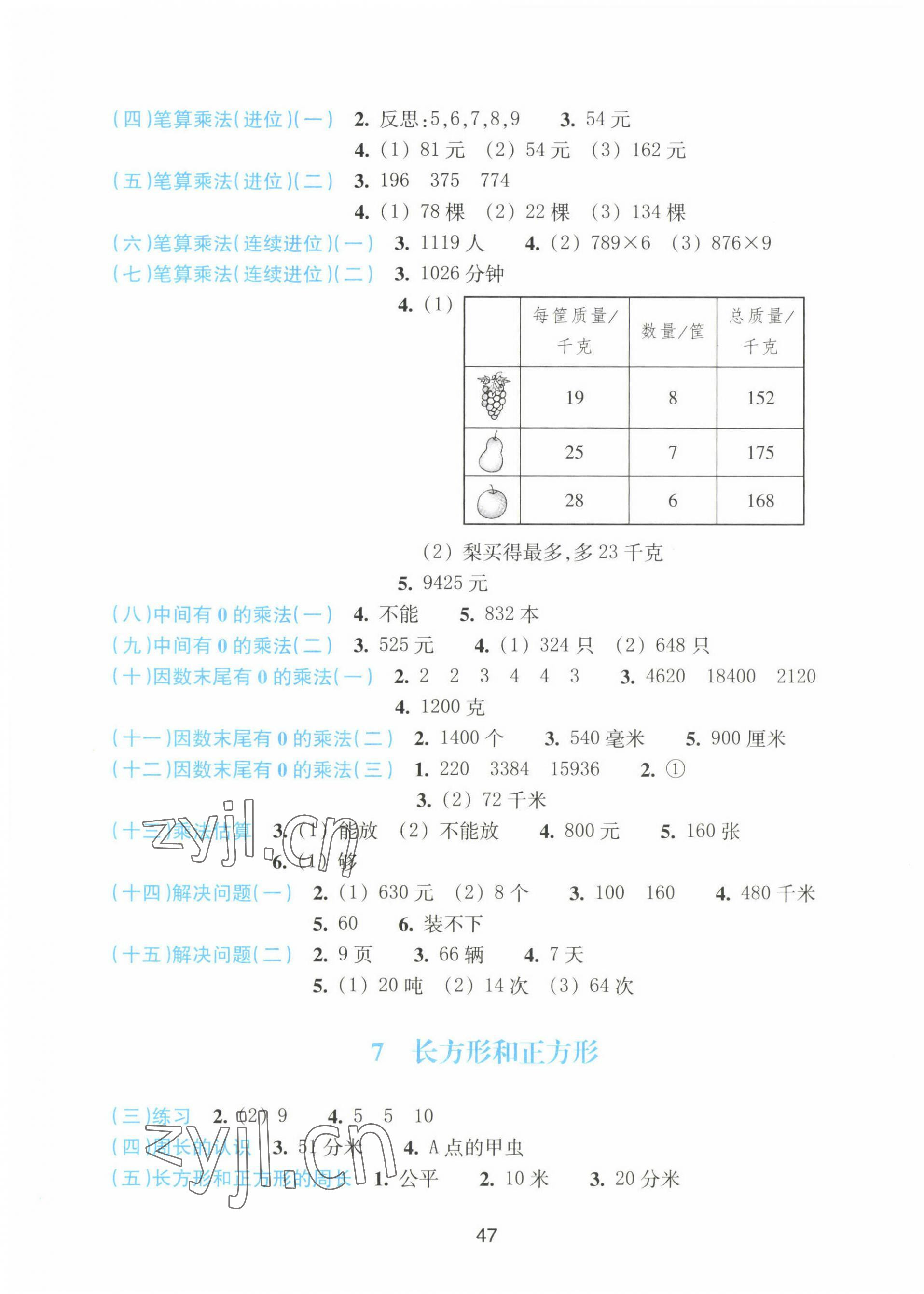 2022年预学与导学三年级数学上册人教版 参考答案第3页