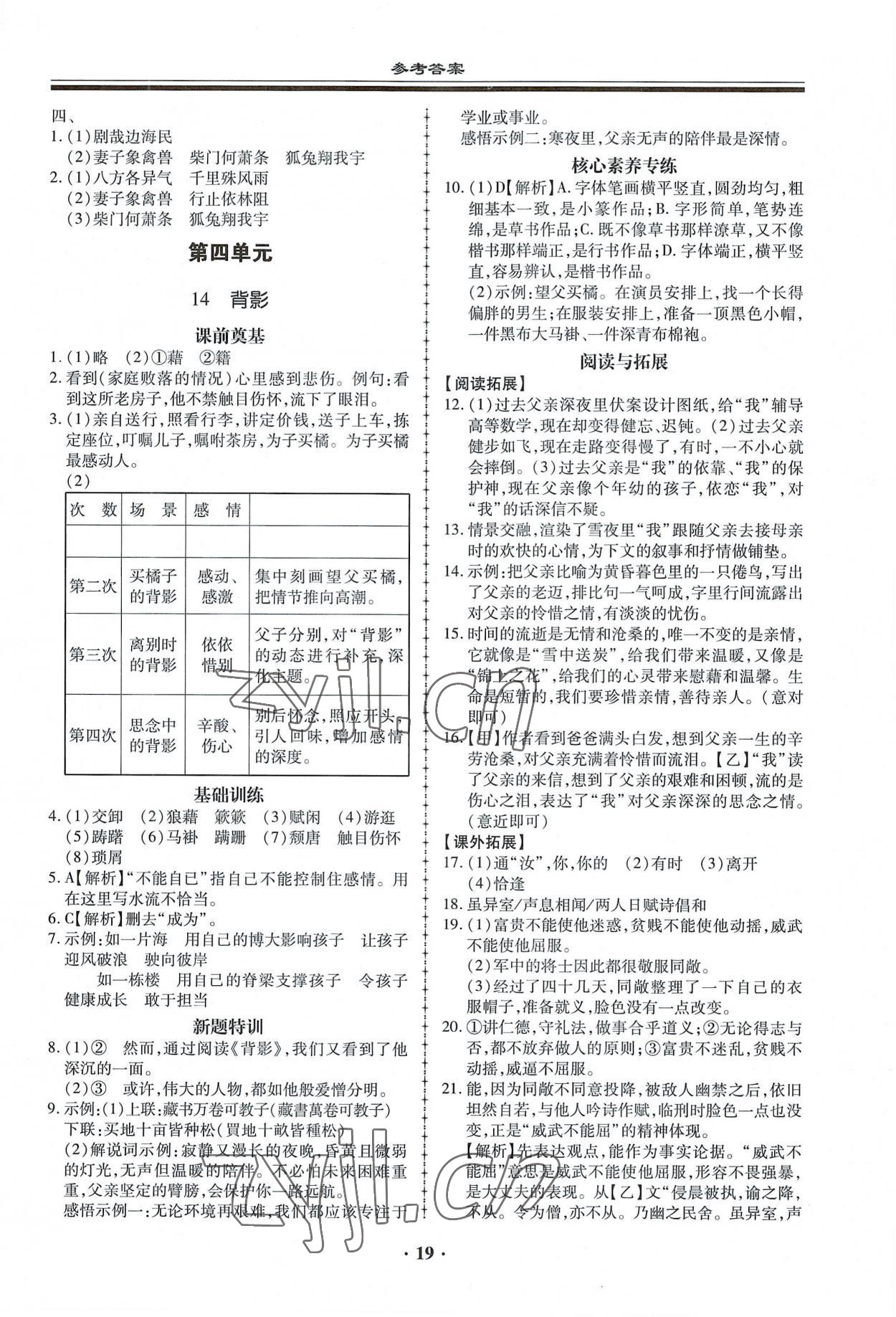 2022年名師導航同步練與測八年級語文上冊人教版 第19頁