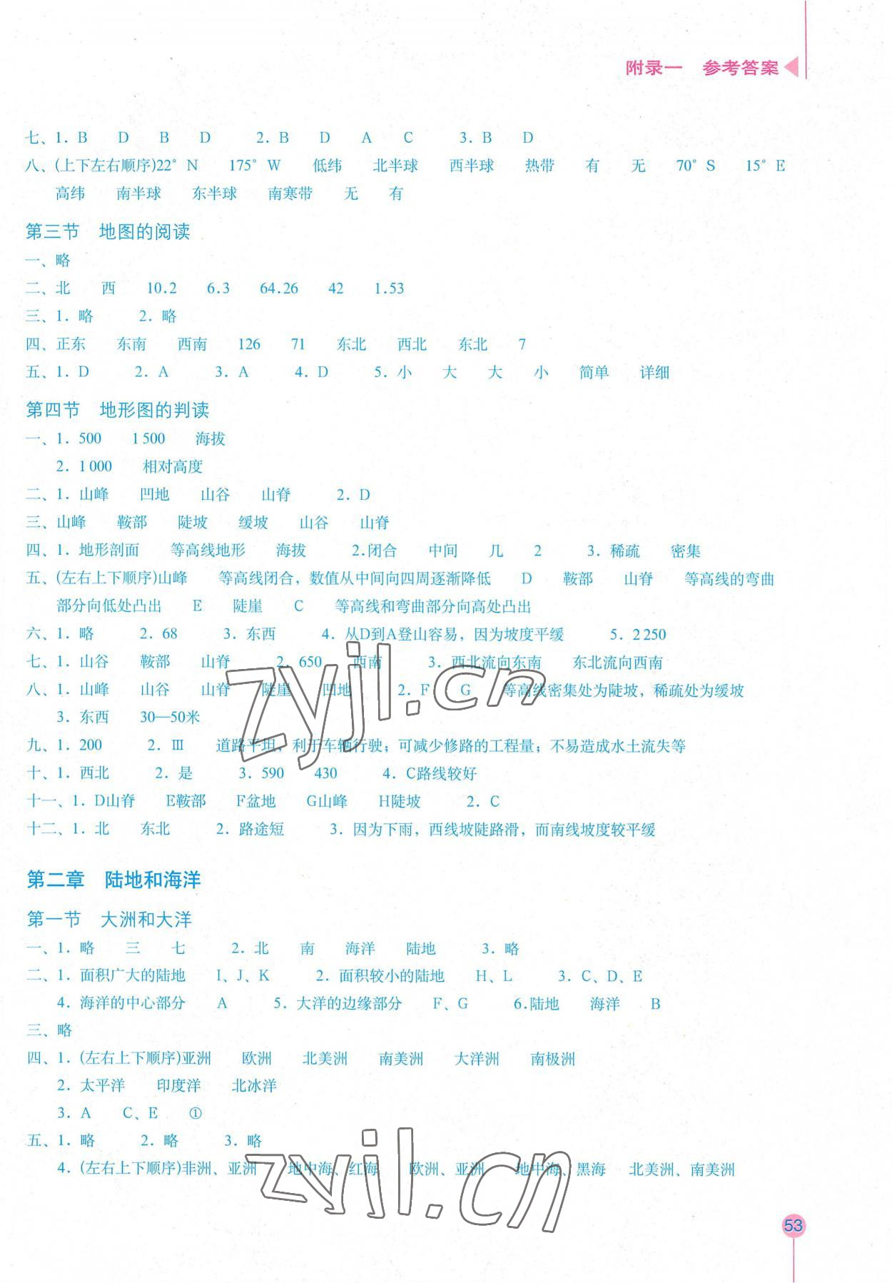 2022年填充圖冊七年級地理上冊人教版星球地圖出版社 參考答案第2頁