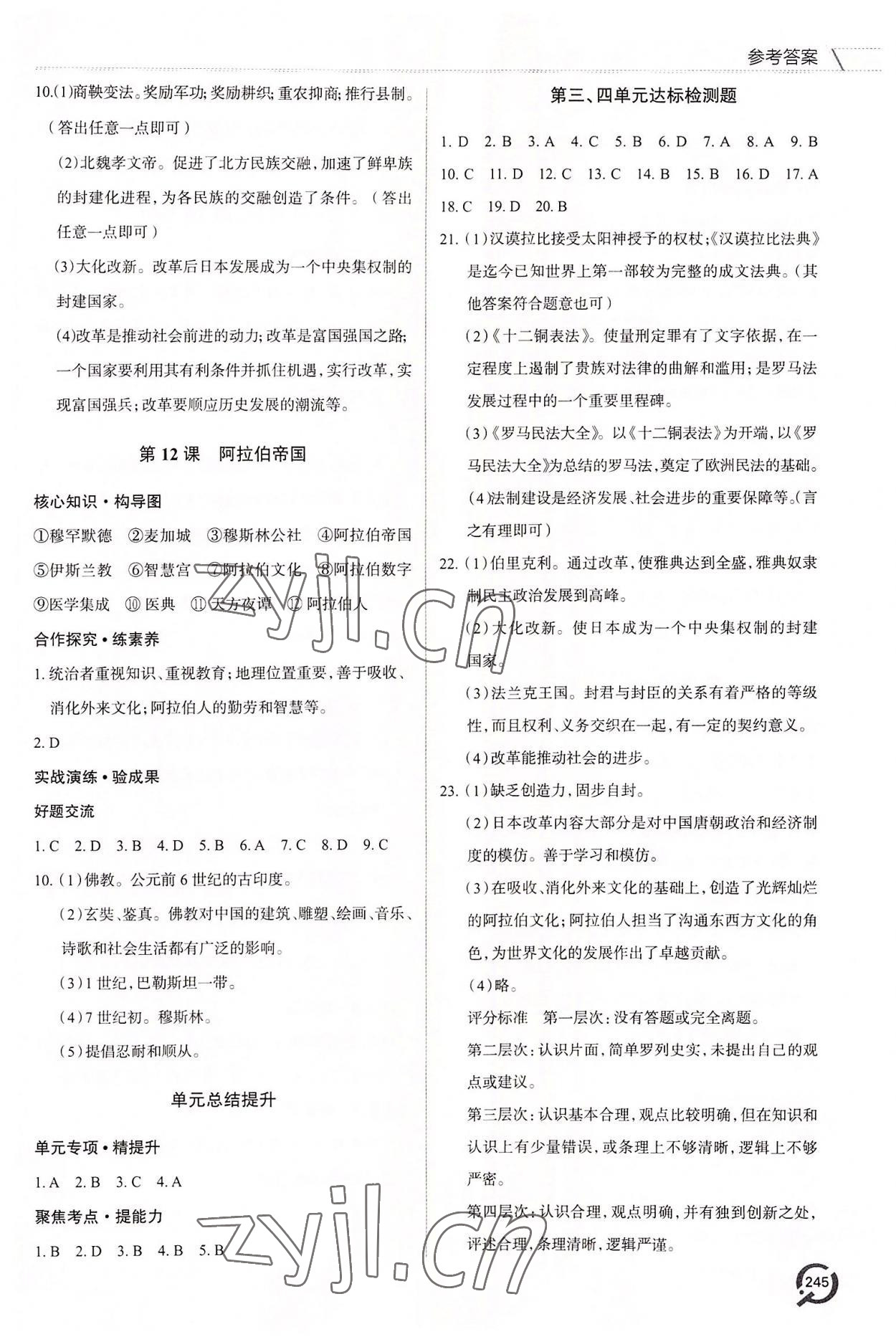 2022年新課堂學(xué)習(xí)與探究九年級歷史全一冊人教版 第5頁