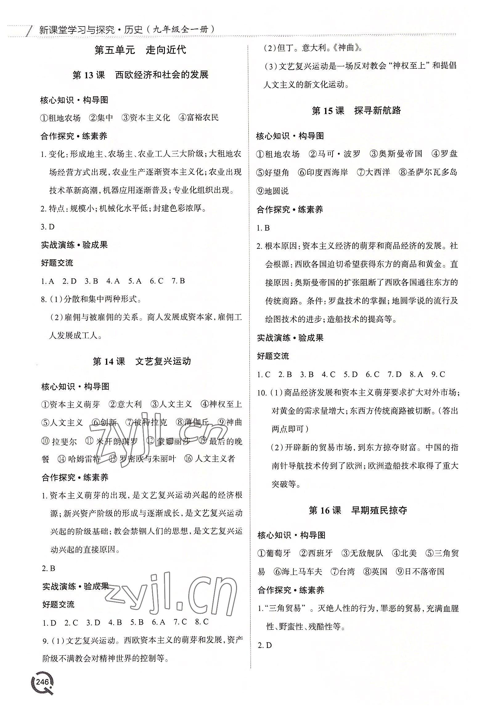 2022年新課堂學(xué)習(xí)與探究九年級歷史全一冊人教版 第6頁