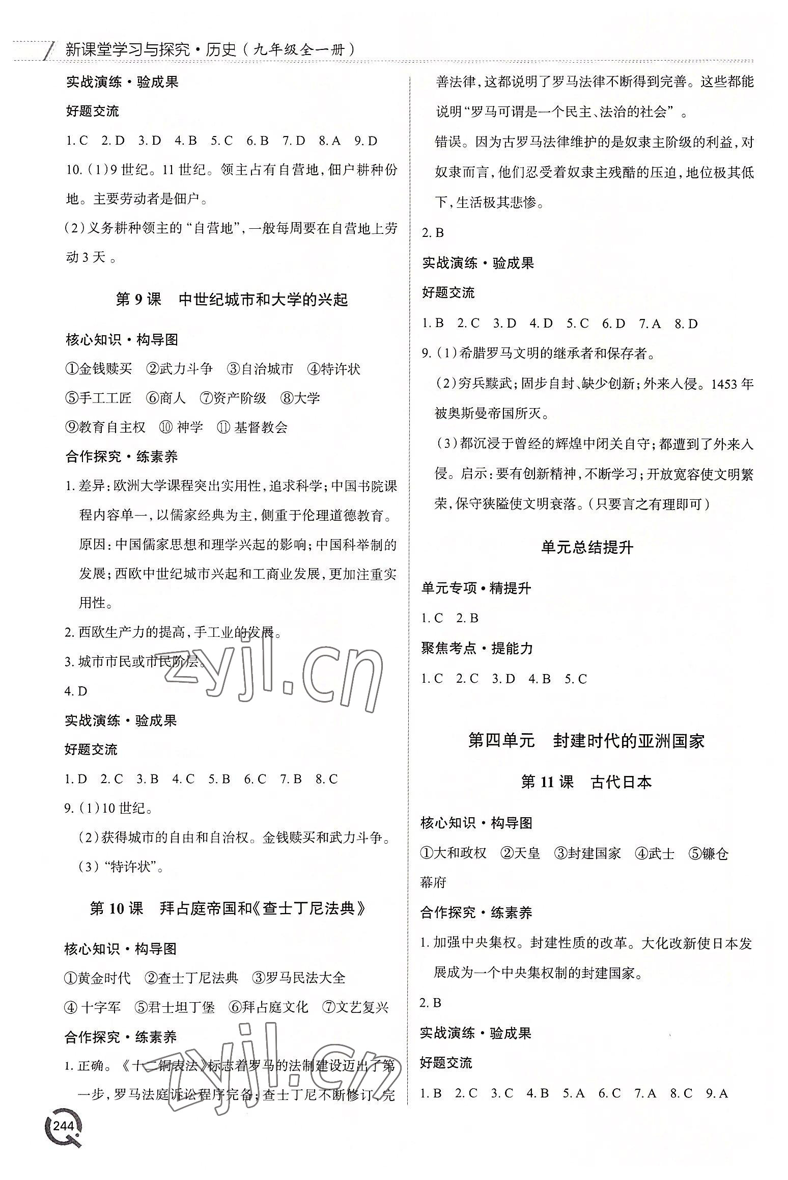 2022年新課堂學習與探究九年級歷史全一冊人教版 第4頁