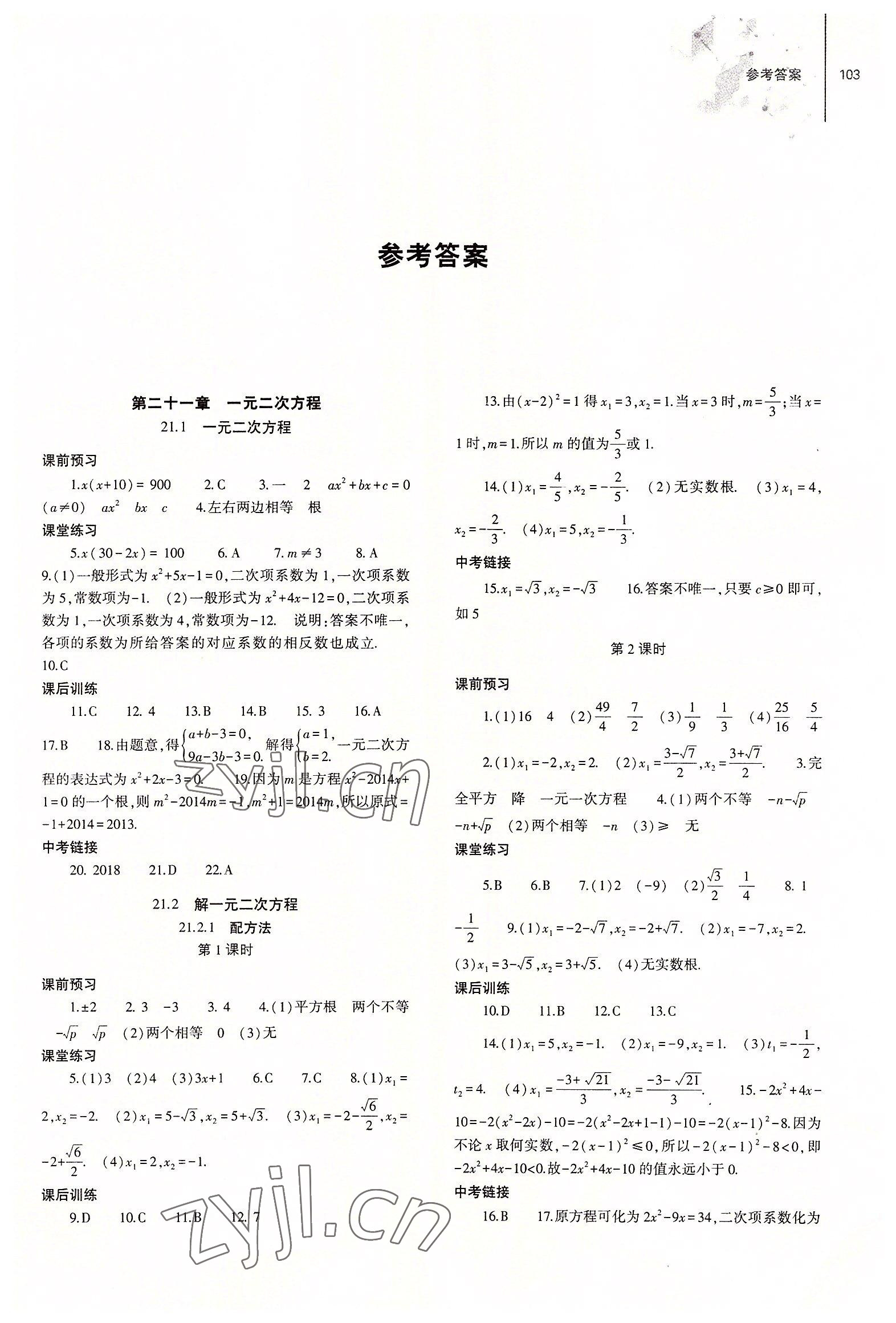 2022年同步练习册大象出版社九年级数学上册人教版 第1页