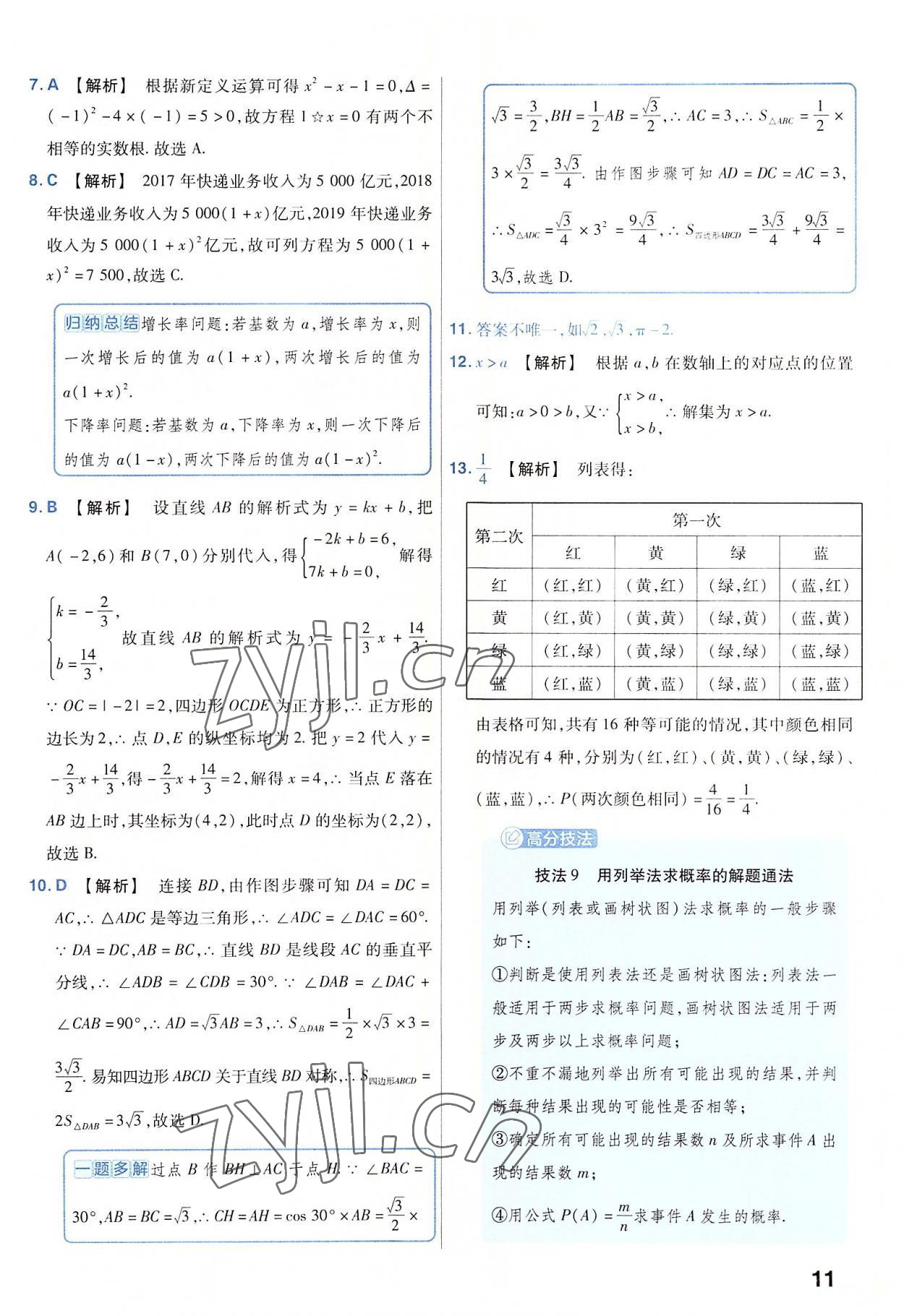 2023年金考卷45套匯編數(shù)學河南專版 參考答案第11頁