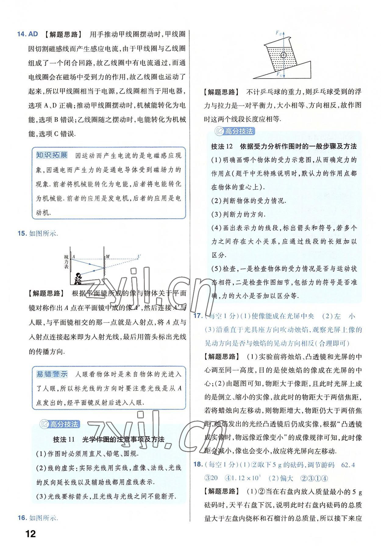 2023年金考卷45套匯編物理河南專版 參考答案第12頁(yè)