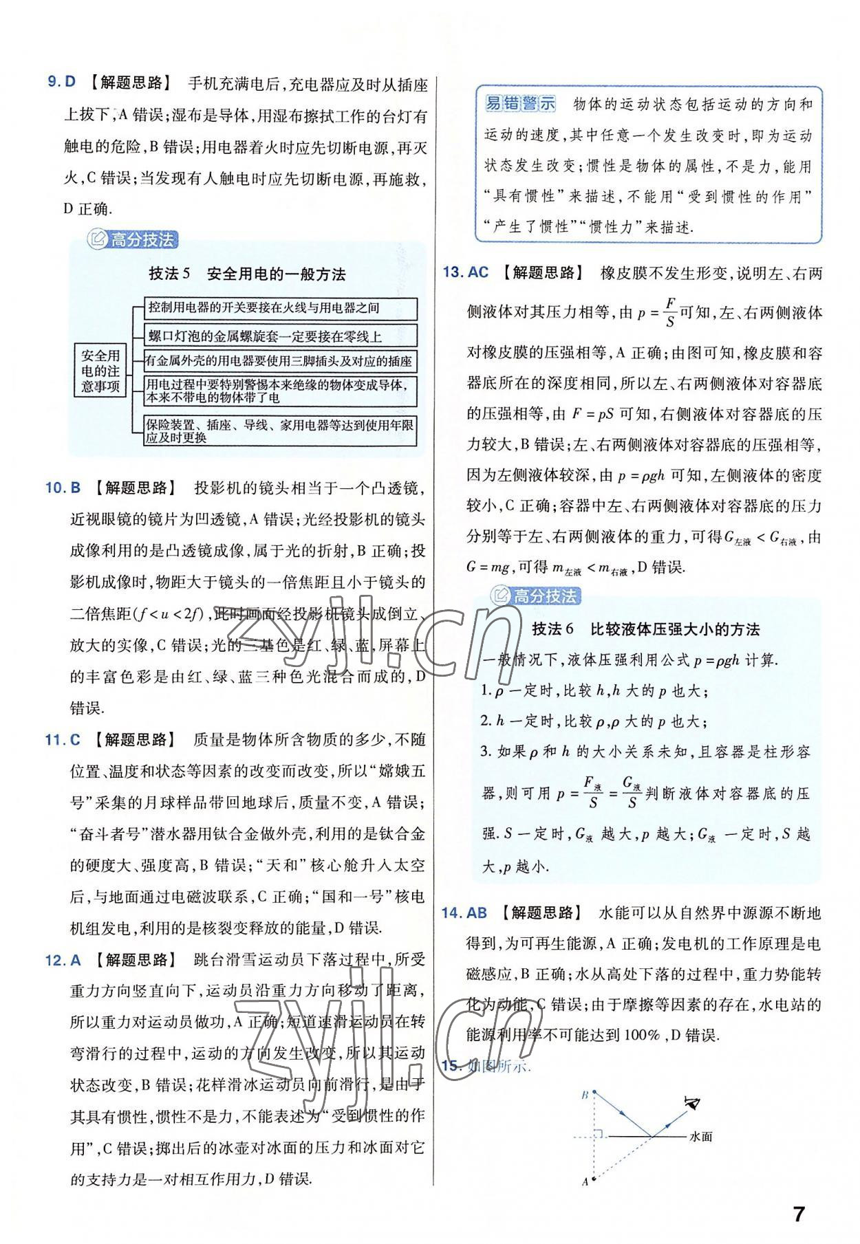 2023年金考卷45套匯編物理河南專版 參考答案第7頁