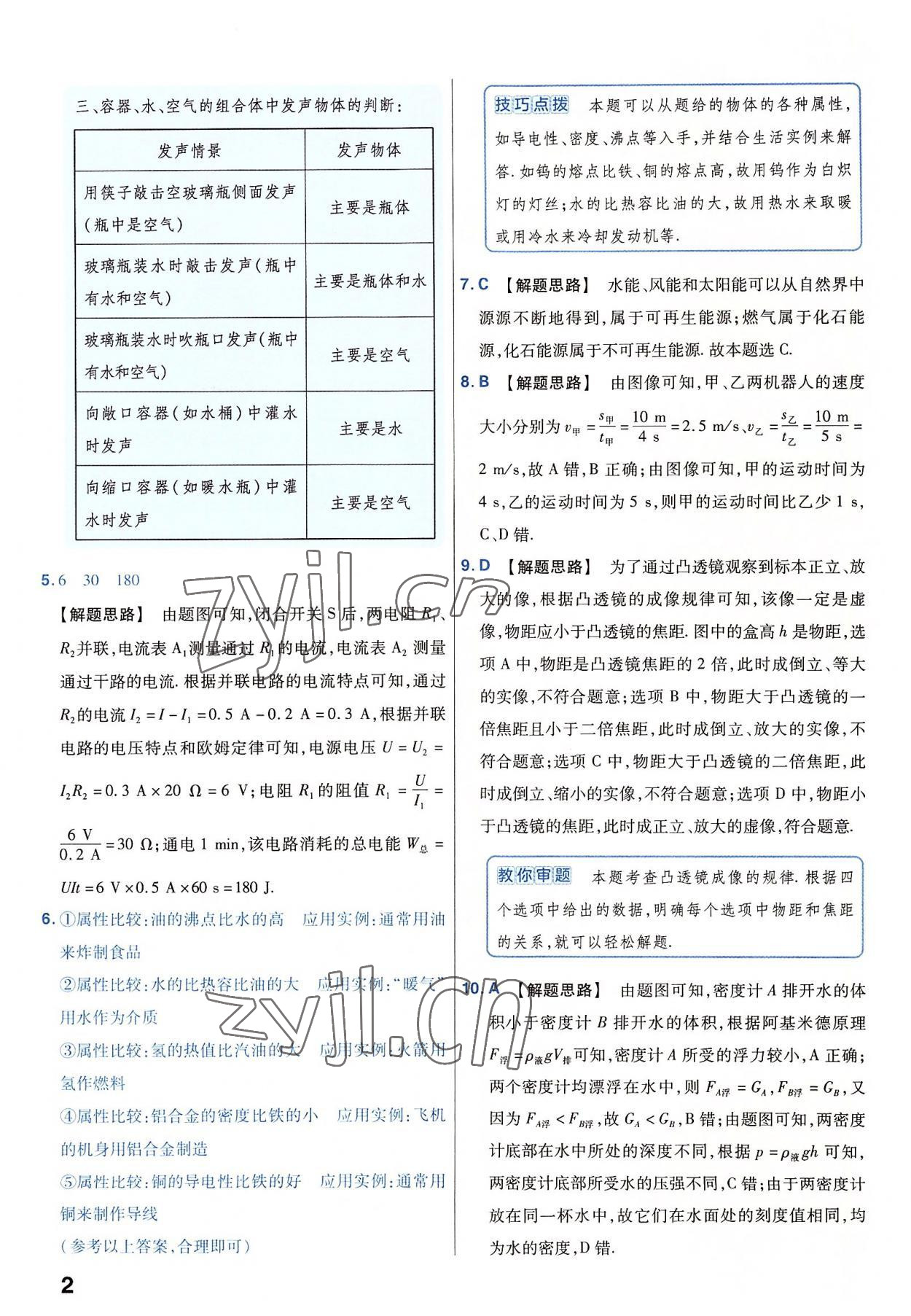 2023年金考卷45套汇编物理河南专版 参考答案第2页