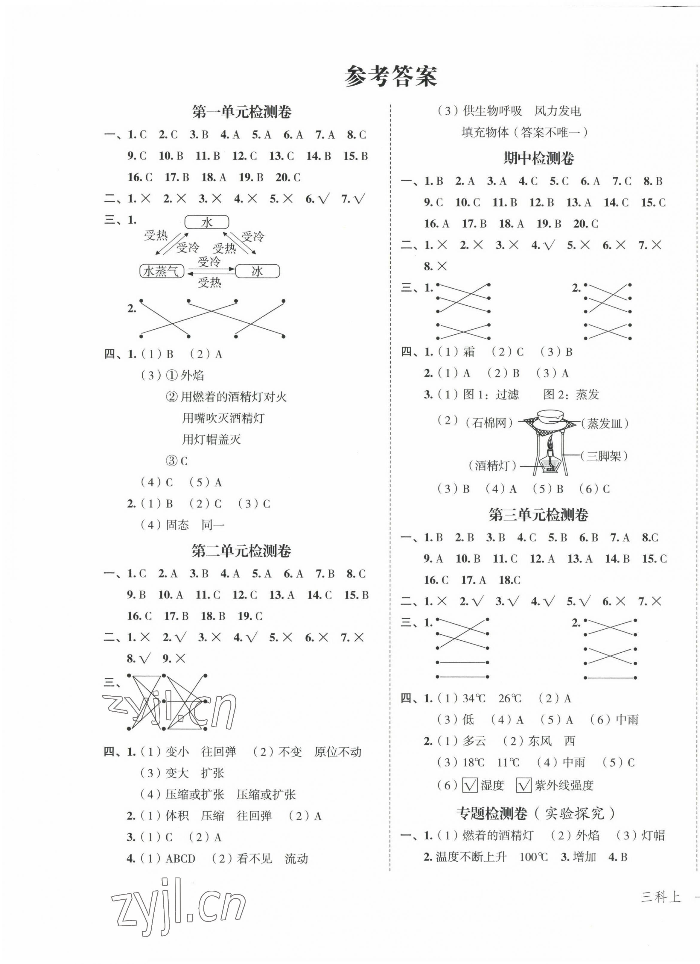 2022年名師面對(duì)面先學(xué)后練三年級(jí)科學(xué)上冊教科版 參考答案第1頁