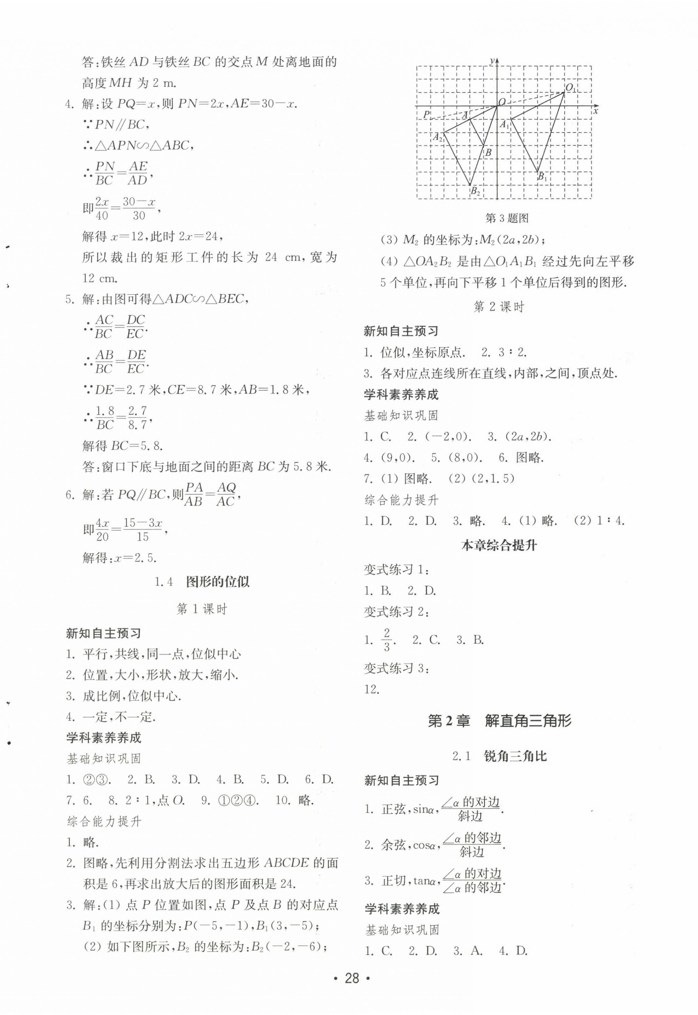 2022年初中基础训练山东教育出版社九年级数学上册青岛版 参考答案第4页