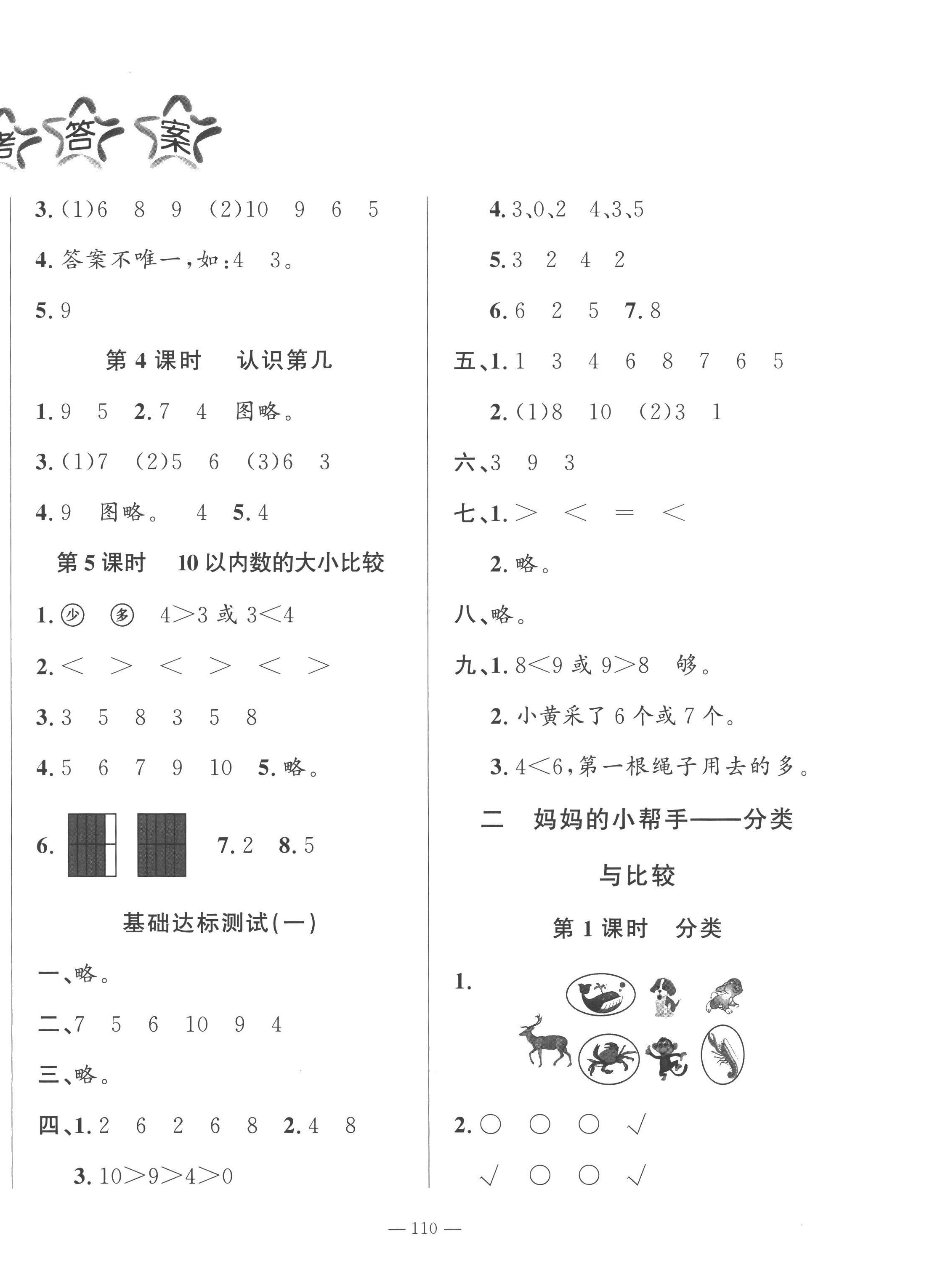 2022年小學課堂同步訓練山東文藝出版社一年級數(shù)學上冊青島版五四制 第2頁