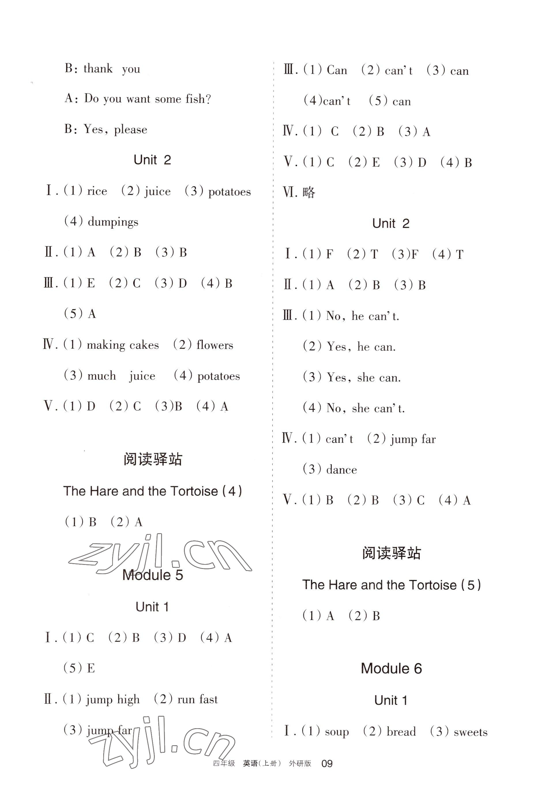 2022年学习之友四年级英语上册外研版 参考答案第3页