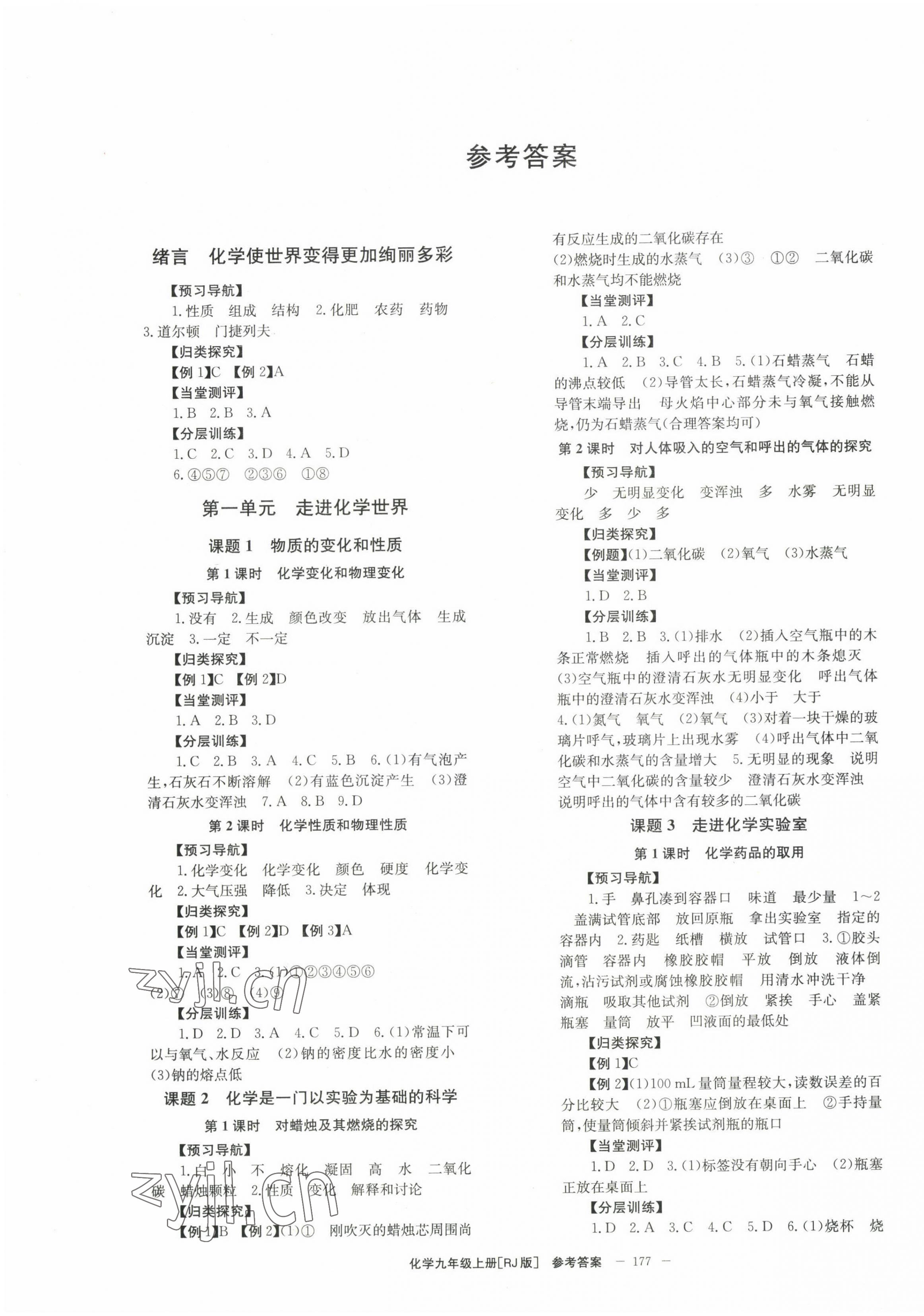 2022年全效學(xué)習(xí)同步學(xué)練測九年級化學(xué)上冊人教版 第1頁