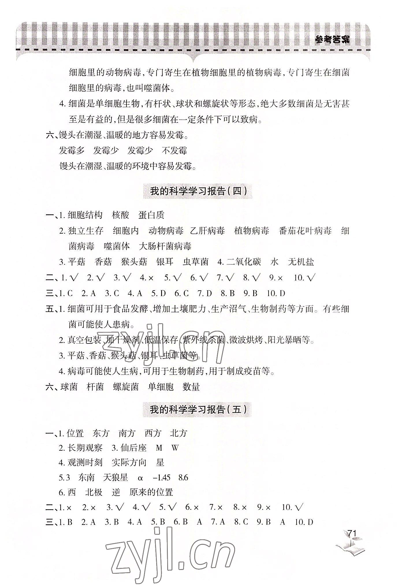 2022年新課堂學習與探究六年級科學上冊青島版 第3頁