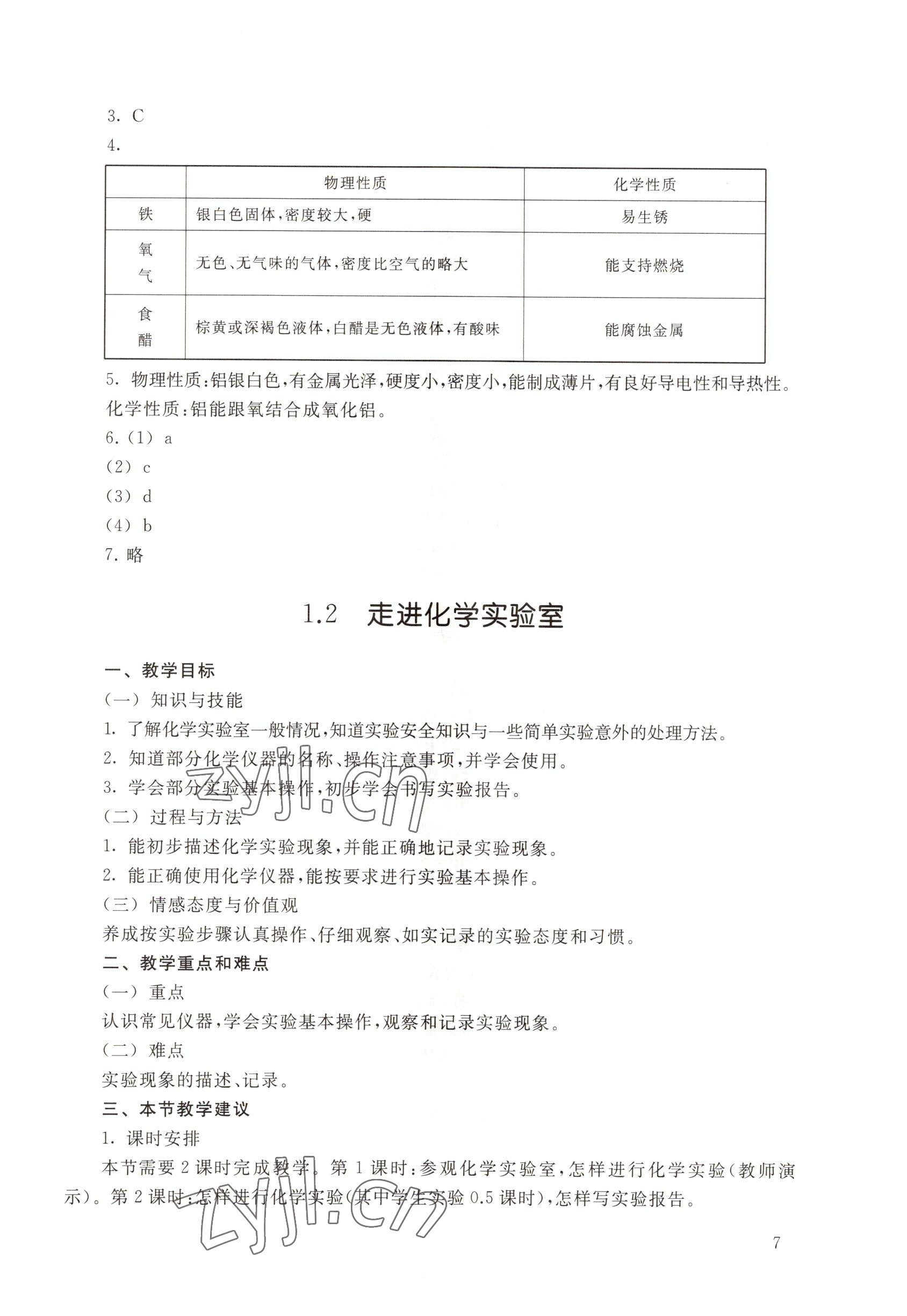 2022年教材課本九年級(jí)化學(xué)第一學(xué)期滬教版54制 參考答案第7頁(yè)