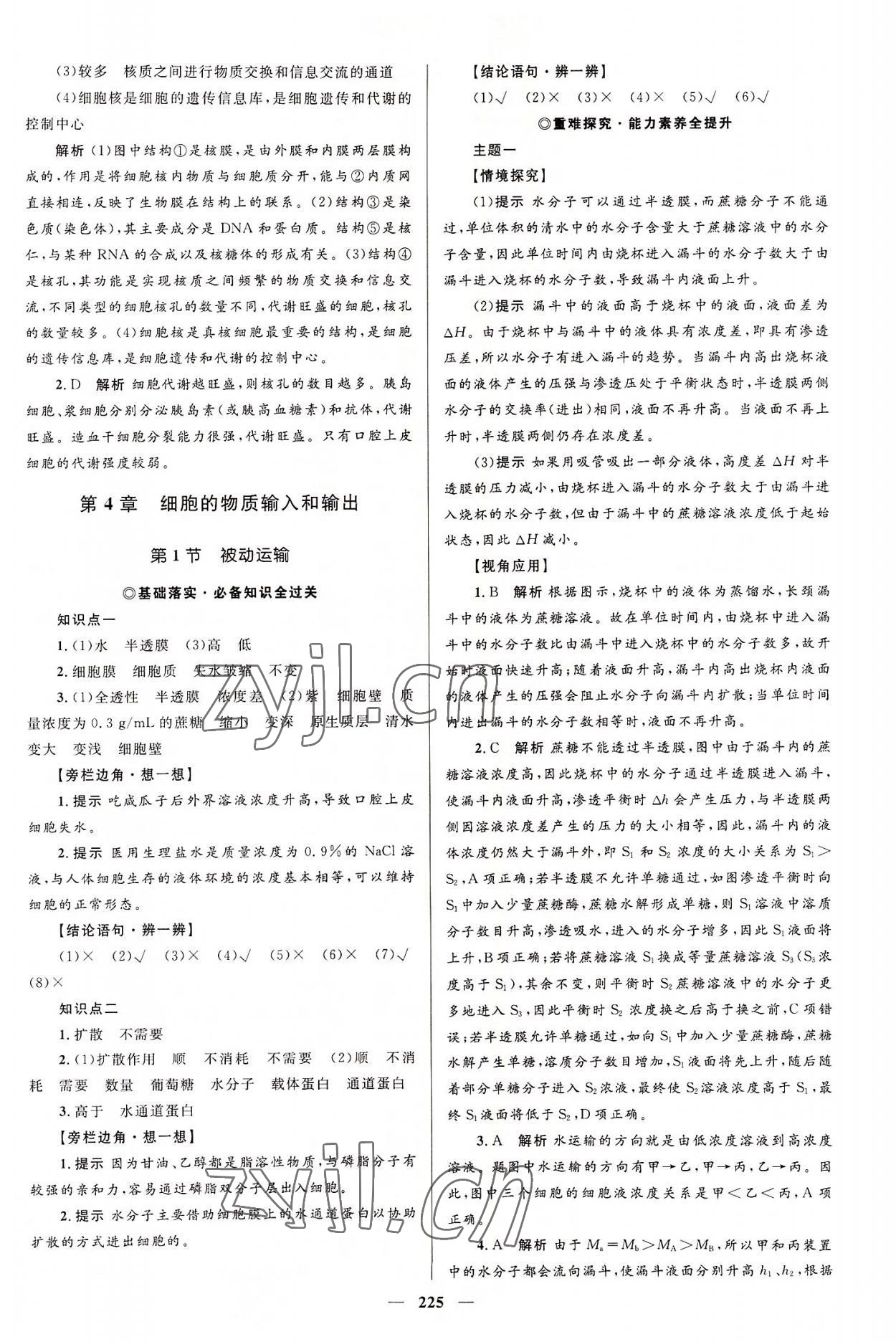 2022年同步學(xué)案優(yōu)化設(shè)計(jì)高中生物必修1人教版 參考答案第12頁