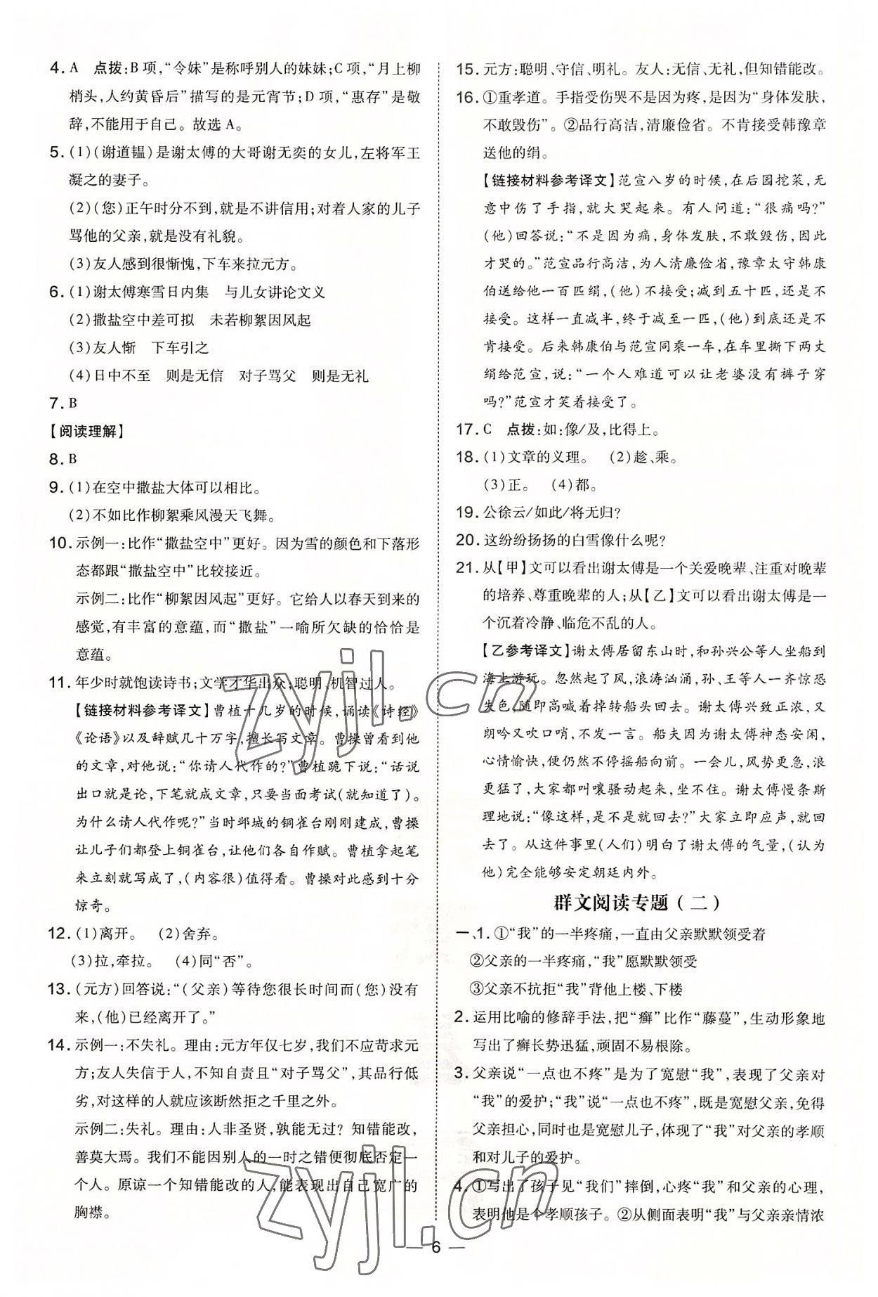 2022年點(diǎn)撥訓(xùn)練七年級(jí)語文上冊(cè)人教版河南專版 第6頁