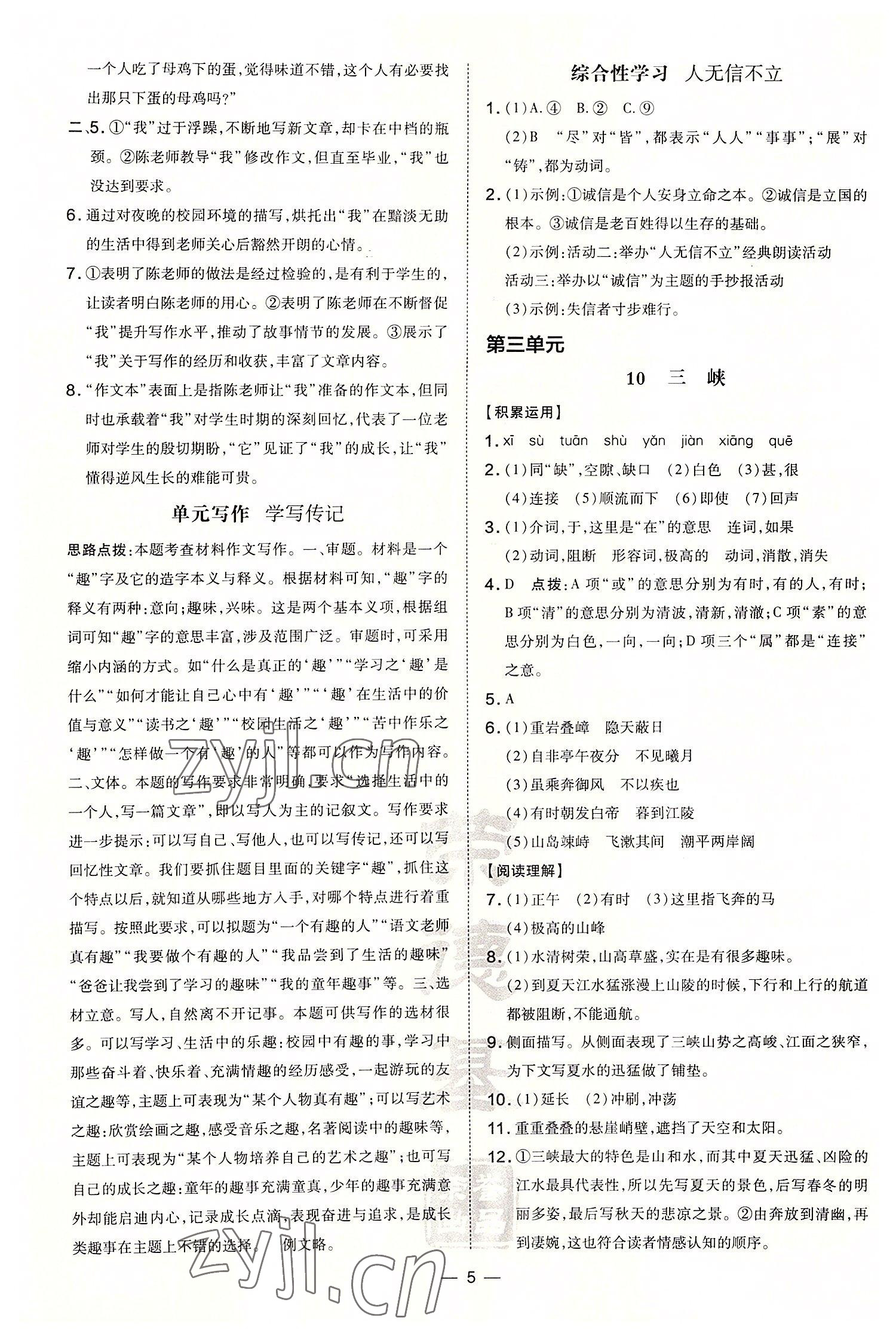 2022年點(diǎn)撥訓(xùn)練八年級(jí)語文上冊(cè)人教版河南專版 第5頁