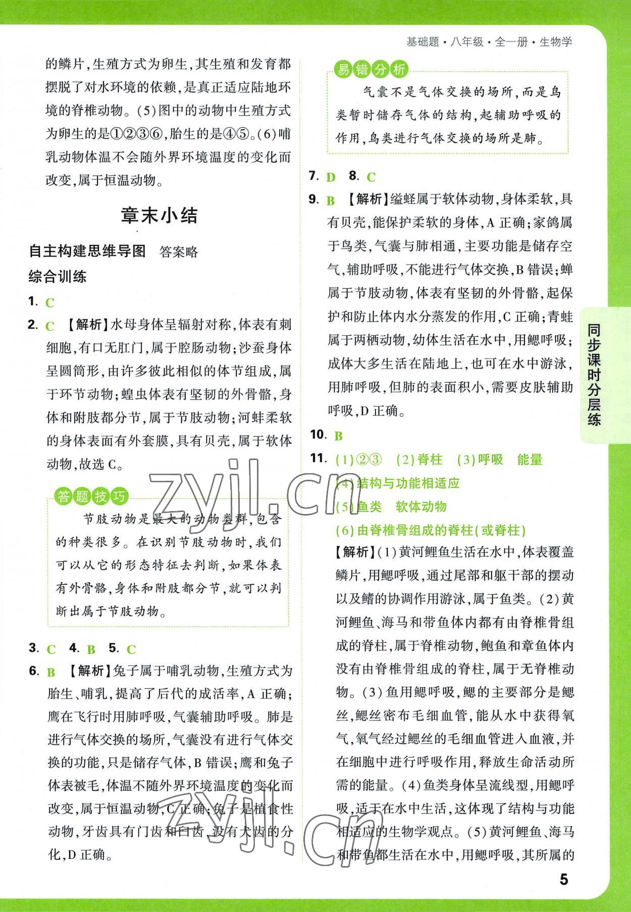 2022年萬(wàn)唯中考基礎(chǔ)題八年級(jí)生物全一冊(cè)人教版 第5頁(yè)