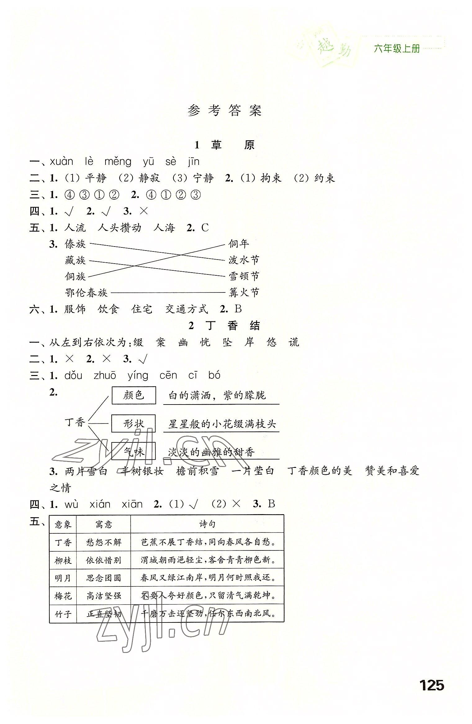 2022年练习与测试六年级语文上册人教版陕西专版 第1页