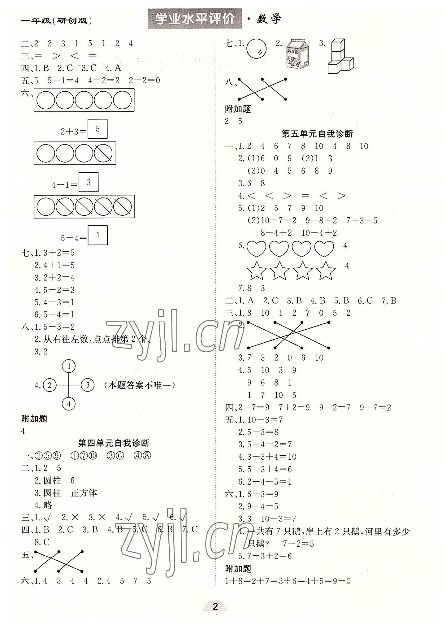 2022年學業水平評價同步檢測卷一年級數學上冊人教版研創版專版 第2頁