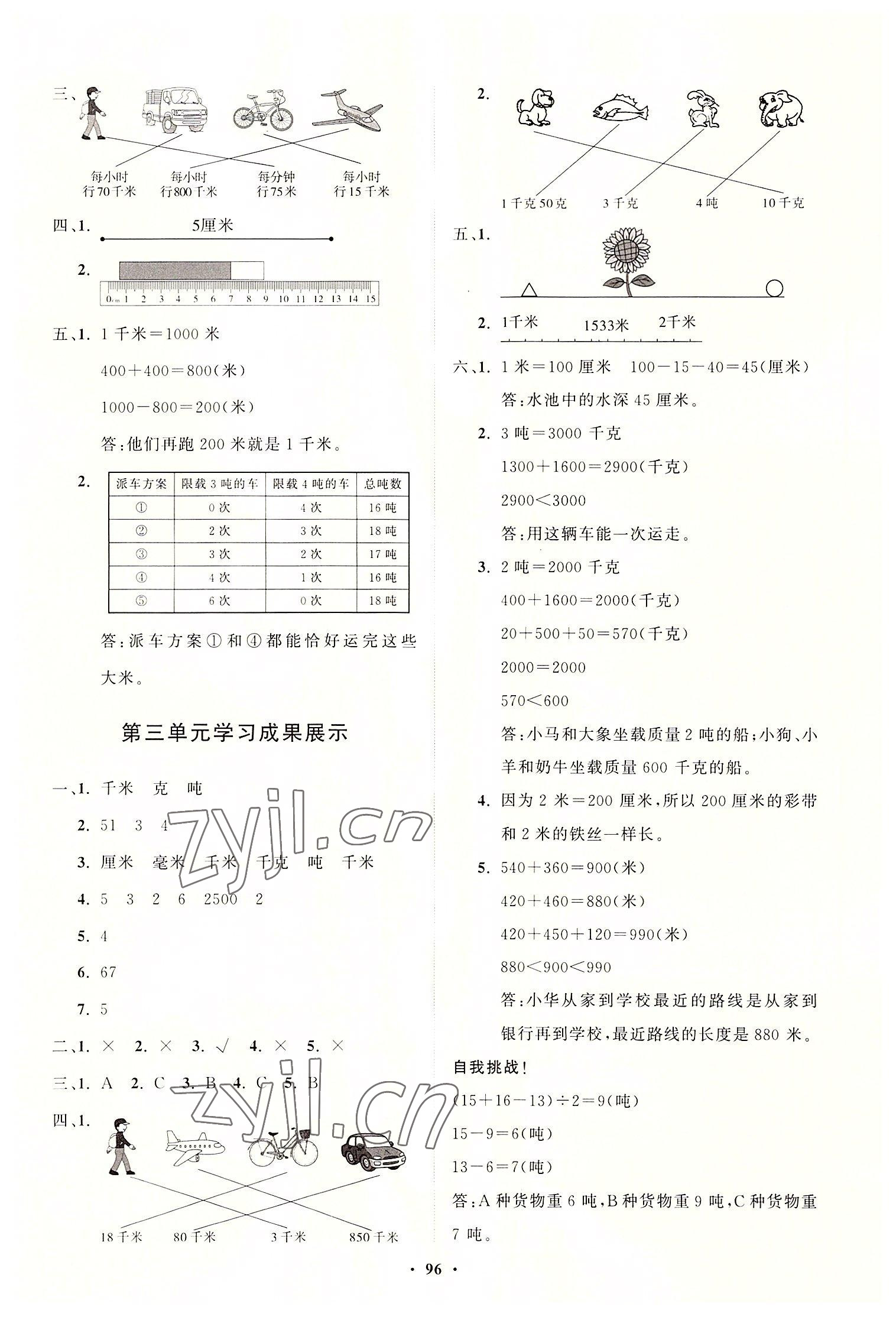 2022年同步練習(xí)冊分層指導(dǎo)三年級數(shù)學(xué)上冊人教版 第4頁