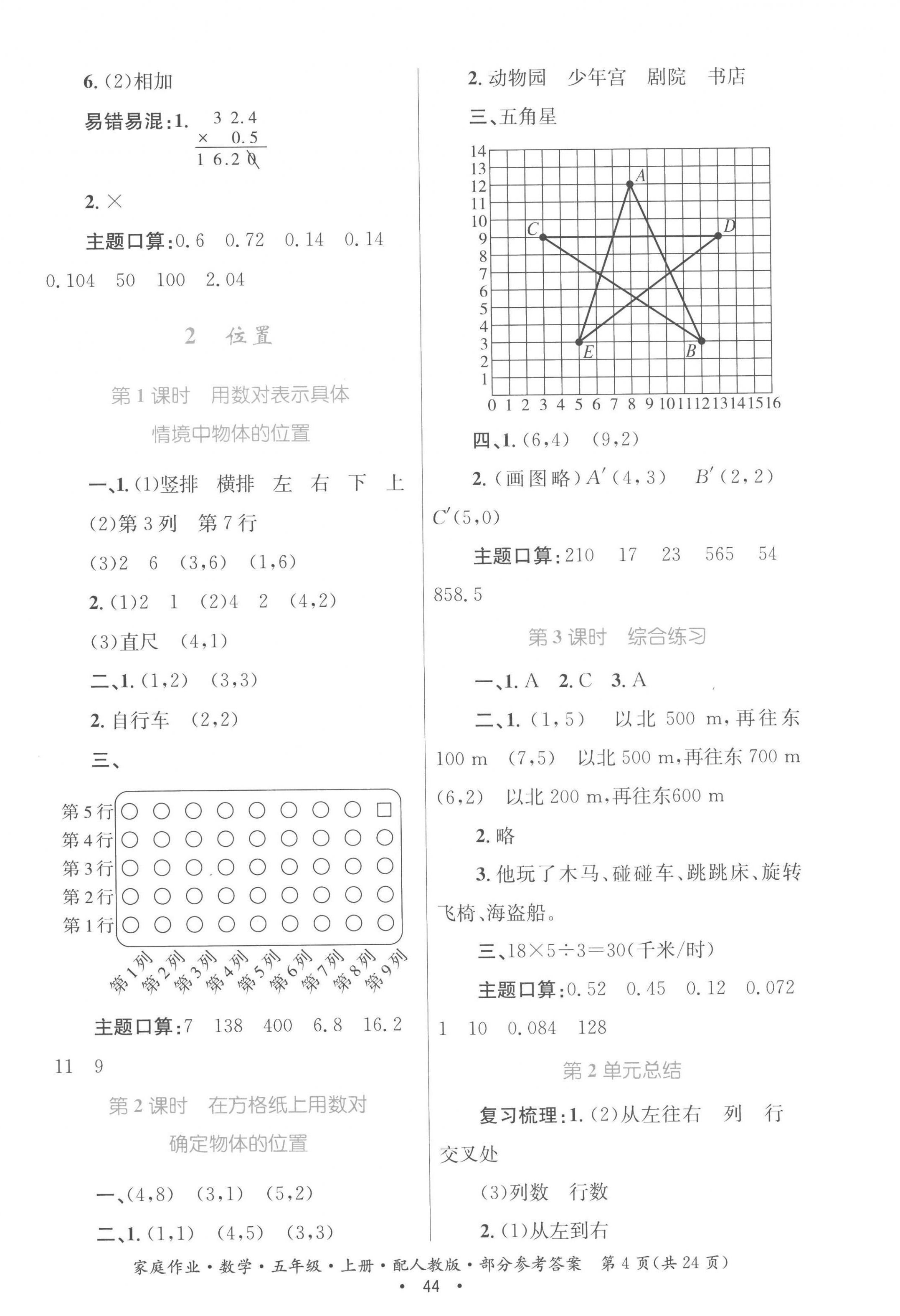 2022年家庭作業(yè)五年級數(shù)學(xué)上冊人教版 參考答案第4頁