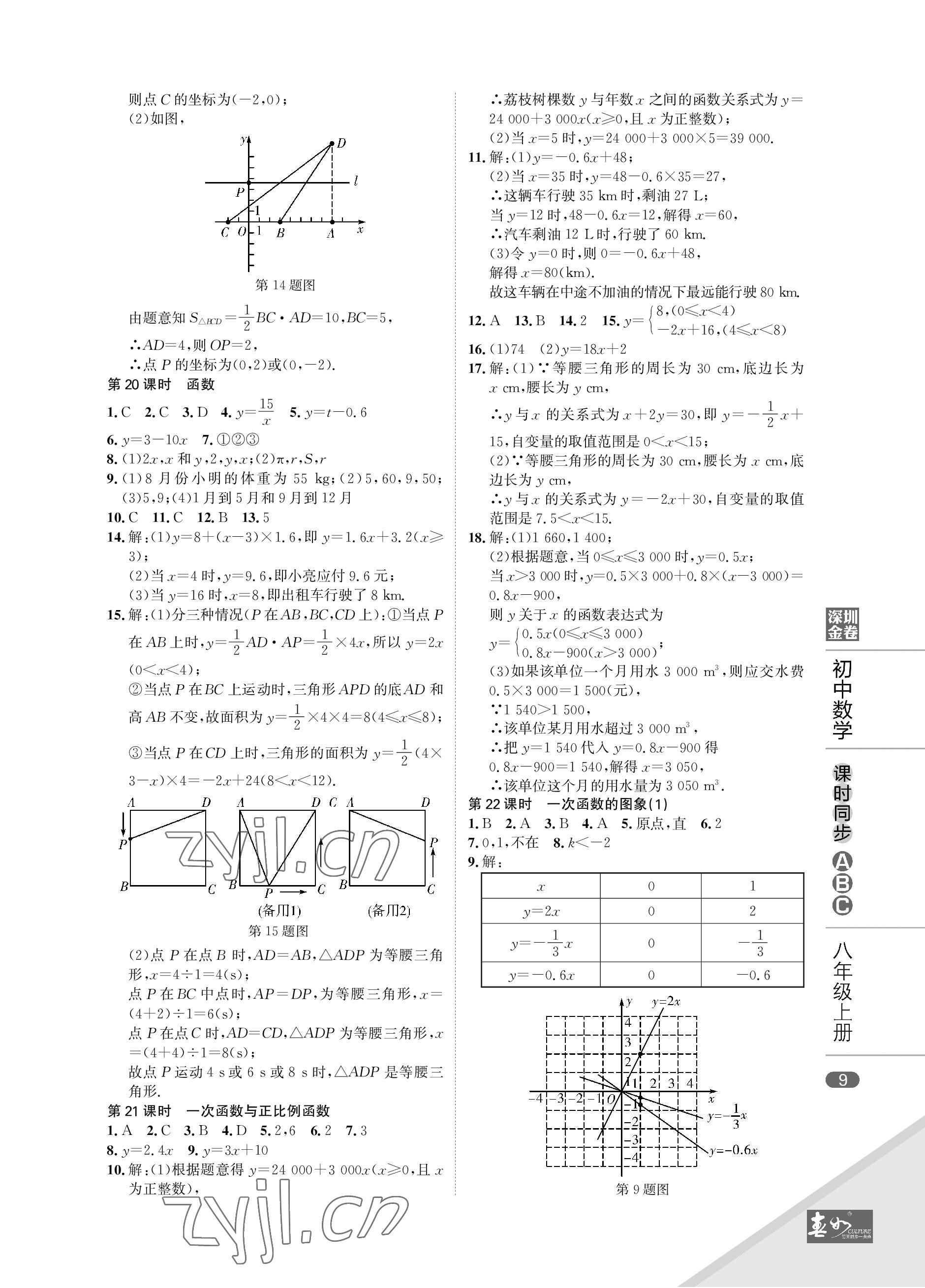 2022年深圳金卷課時同步ABC八年級數(shù)學(xué)上冊北師大版 參考答案第9頁