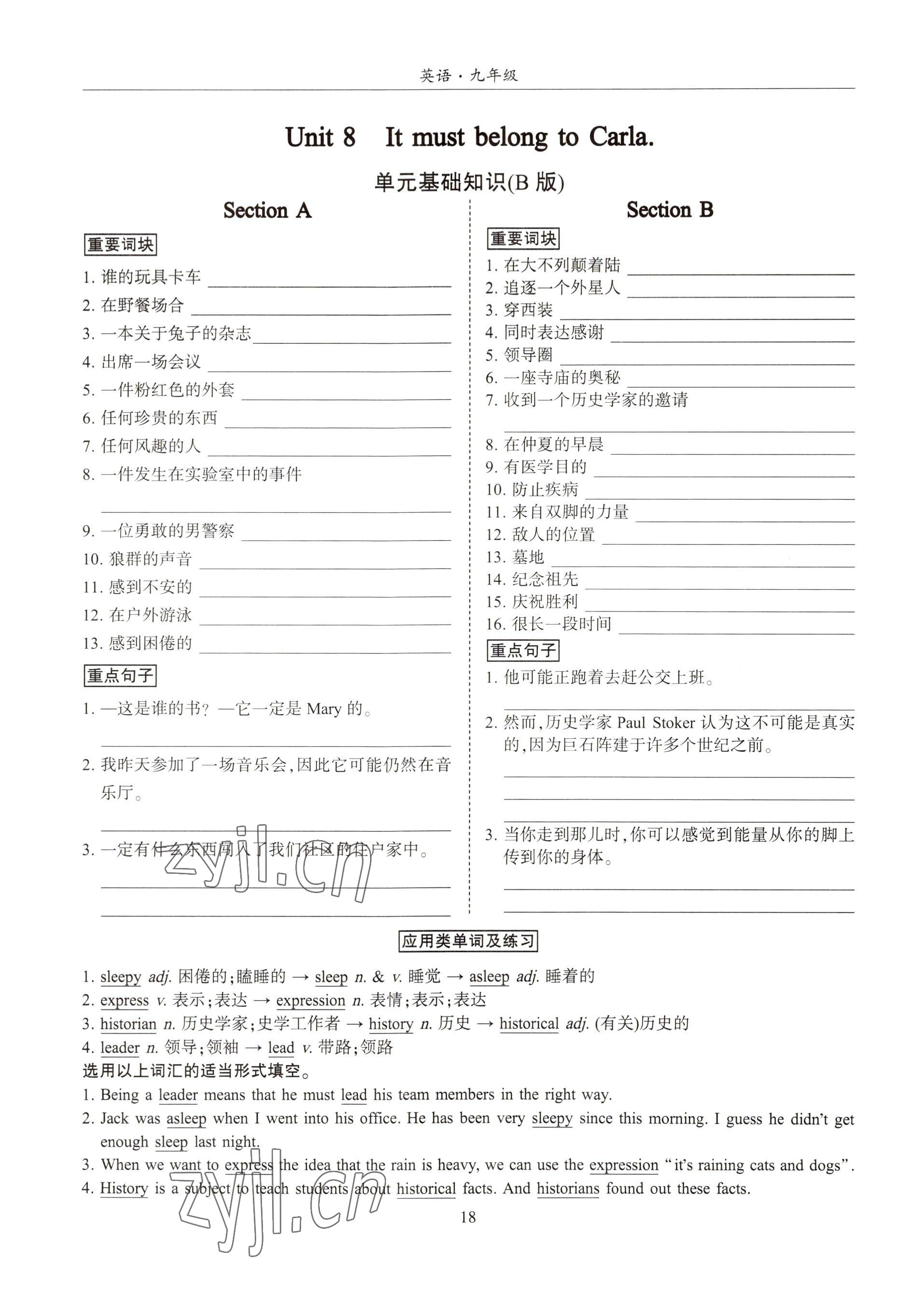 2022年指南针高分必备九年级英语全一册人教版 参考答案第30页