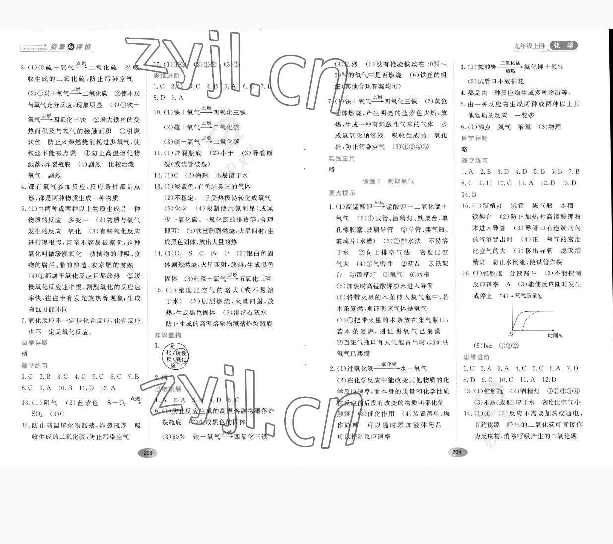 2022年資源與評價黑龍江教育出版社九年級化學上冊人教版 參考答案第3頁