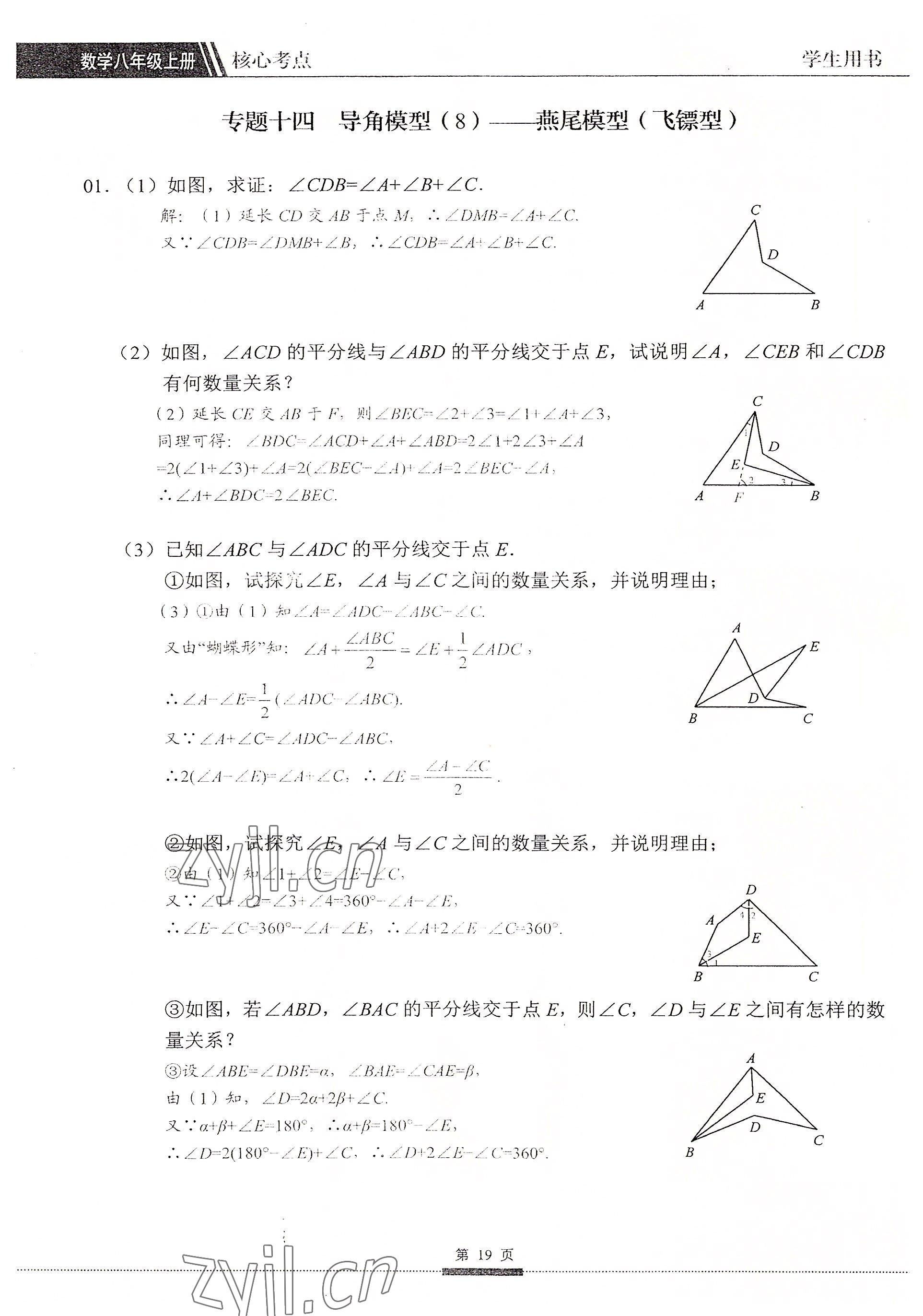 2022年名校學典核心考點延邊大學出版社八年級數學上冊人教版 參考答案第19頁