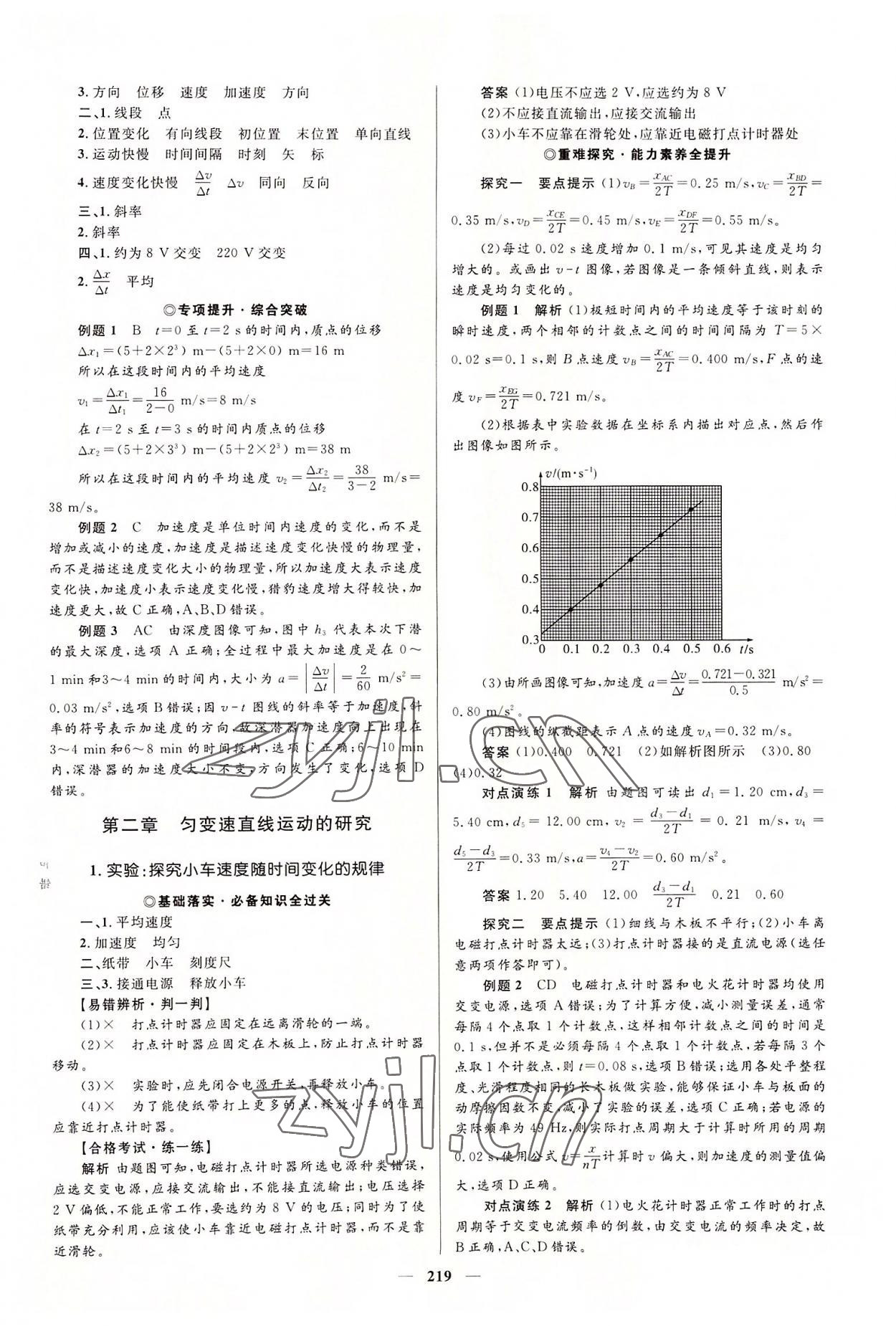 2022年高中同步學(xué)案優(yōu)化設(shè)計(jì)高中物理必修第一冊人教版 參考答案第6頁