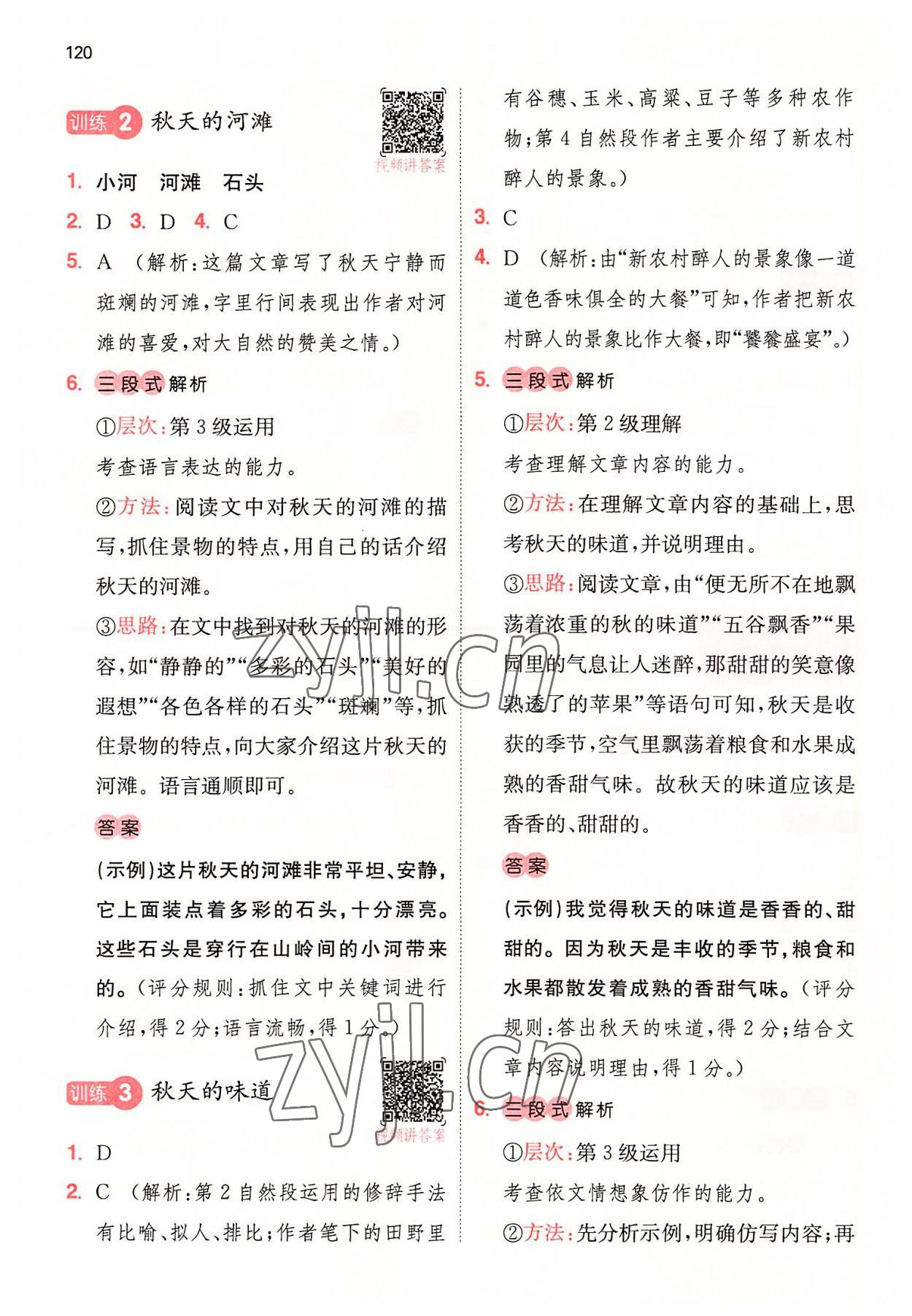 2022年一本閱讀能力訓(xùn)練100分小學(xué)語文三年級人教版A版福建專版 參考答案第5頁