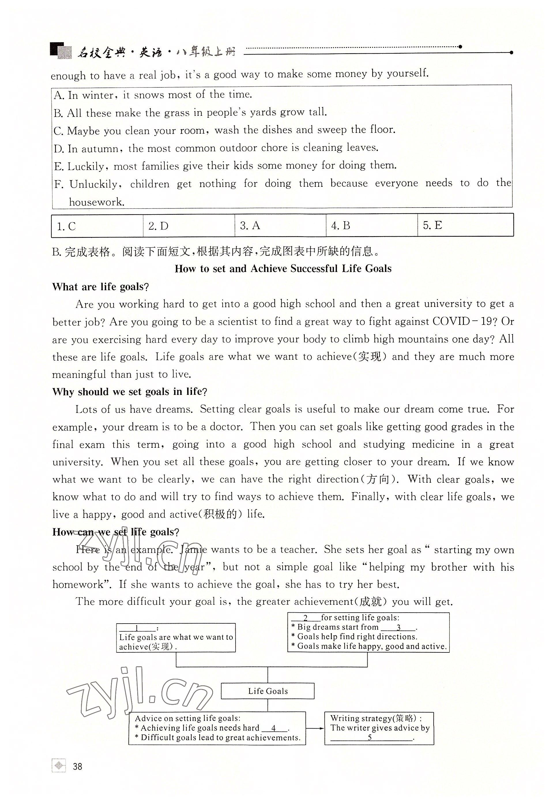 2022年名校金典課堂八年級英語上冊人教版成都專版 參考答案第38頁