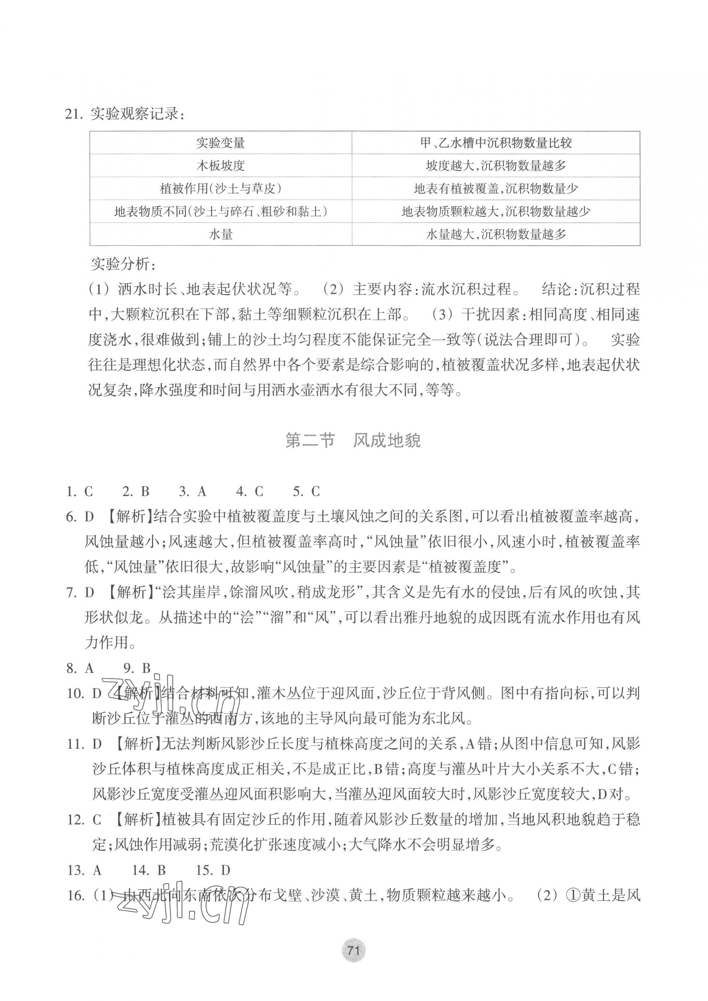 2022年作業(yè)本浙江教育出版社高中地理必修第一冊湘教版 參考答案第7頁