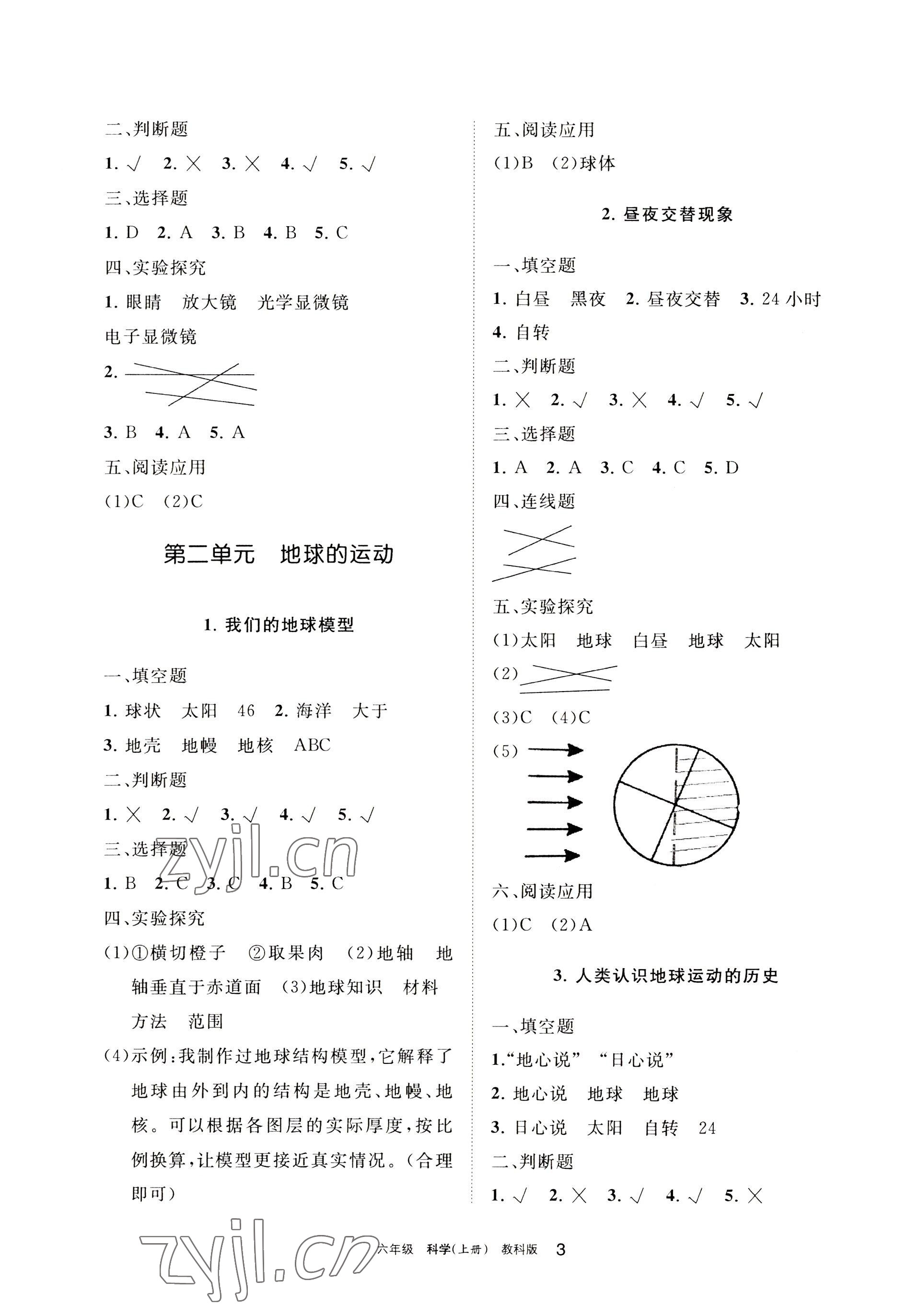 2022年學(xué)習(xí)之友六年級科學(xué)上冊教科版 參考答案第3頁